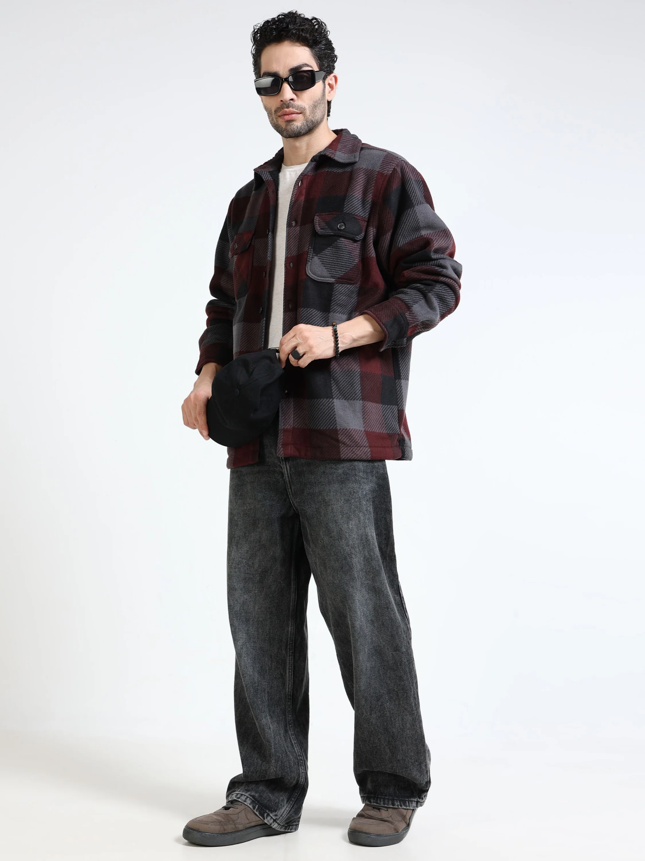 Men Brown Polar Fleece Shacket - Image 7