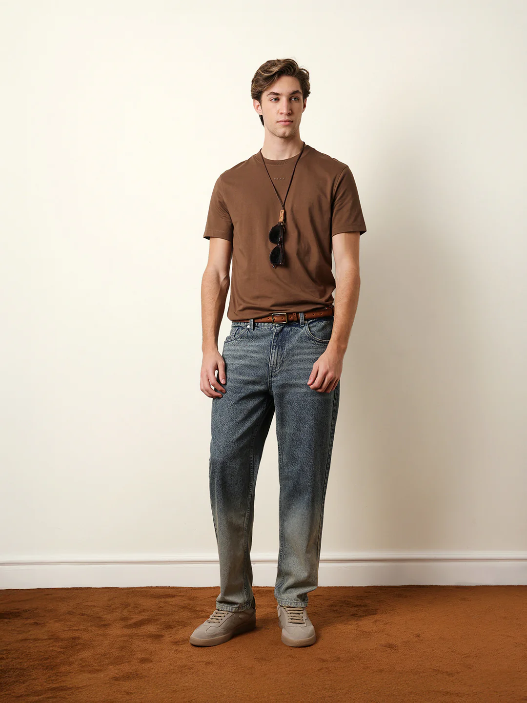 Men Brown Half Sleeve Regular T-Shirt - Image 3