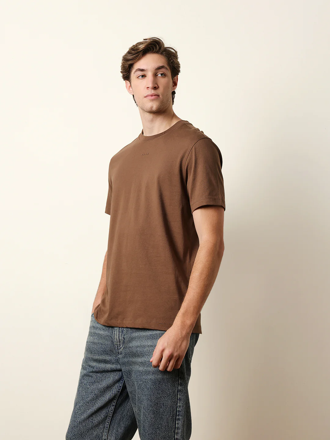 Men Brown Half Sleeve Regular T-Shirt - Image 4