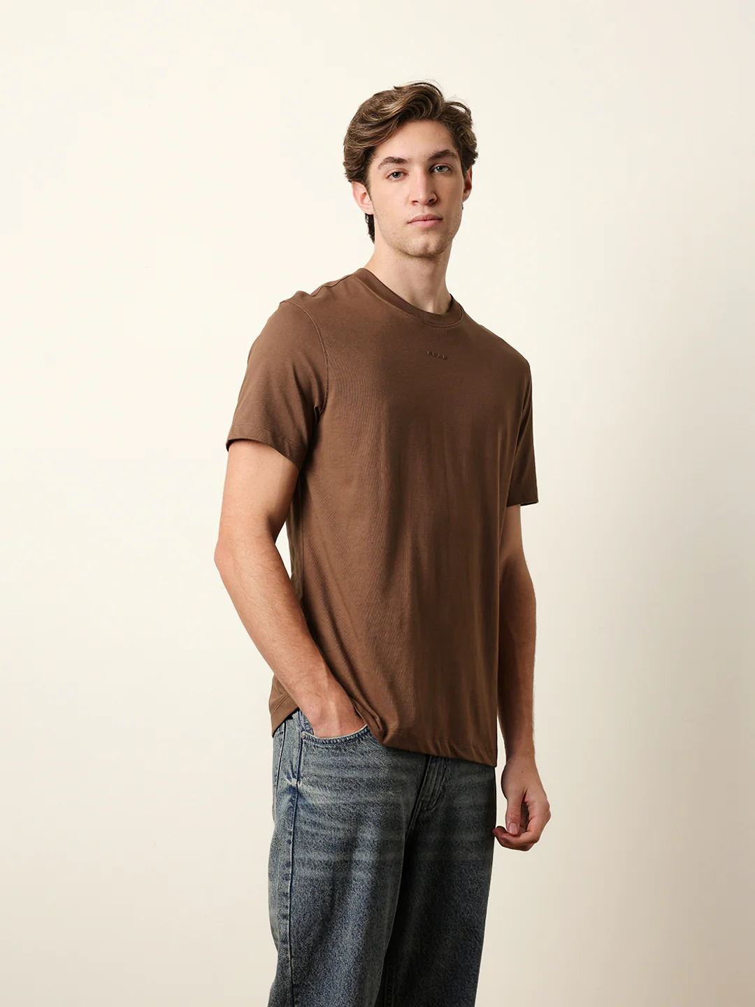 Men Brown Half Sleeve Regular T-Shirt - Image 5