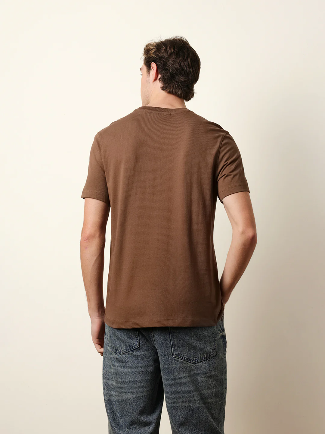 Men Brown Half Sleeve Regular T-Shirt - Image 7