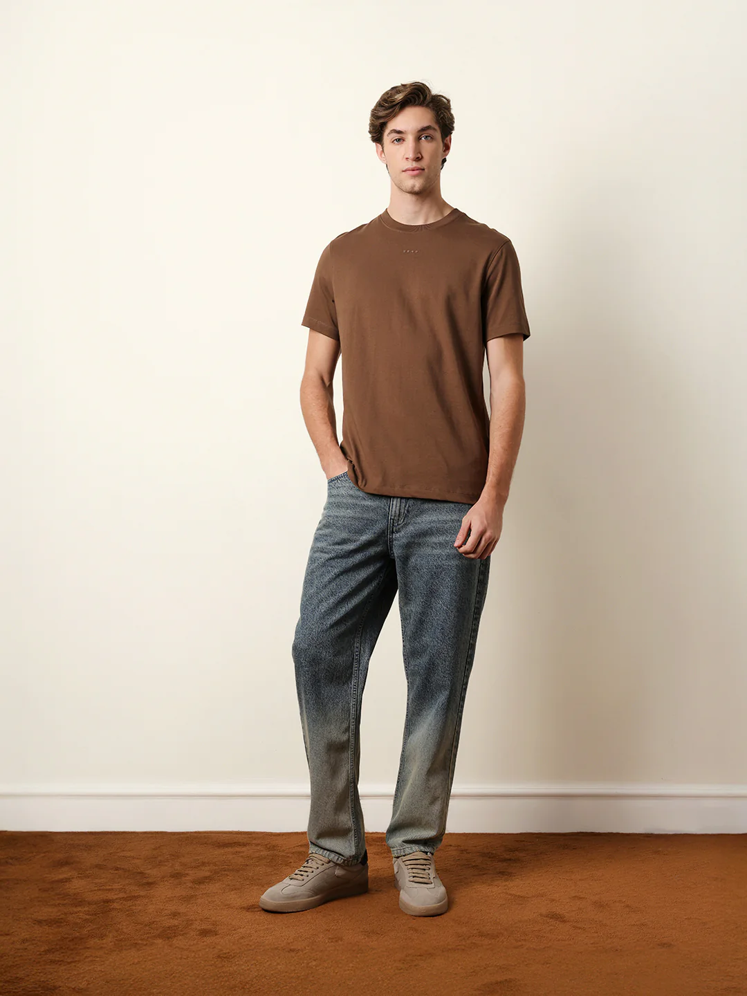 Men Brown Half Sleeve Regular T-Shirt - Image 8