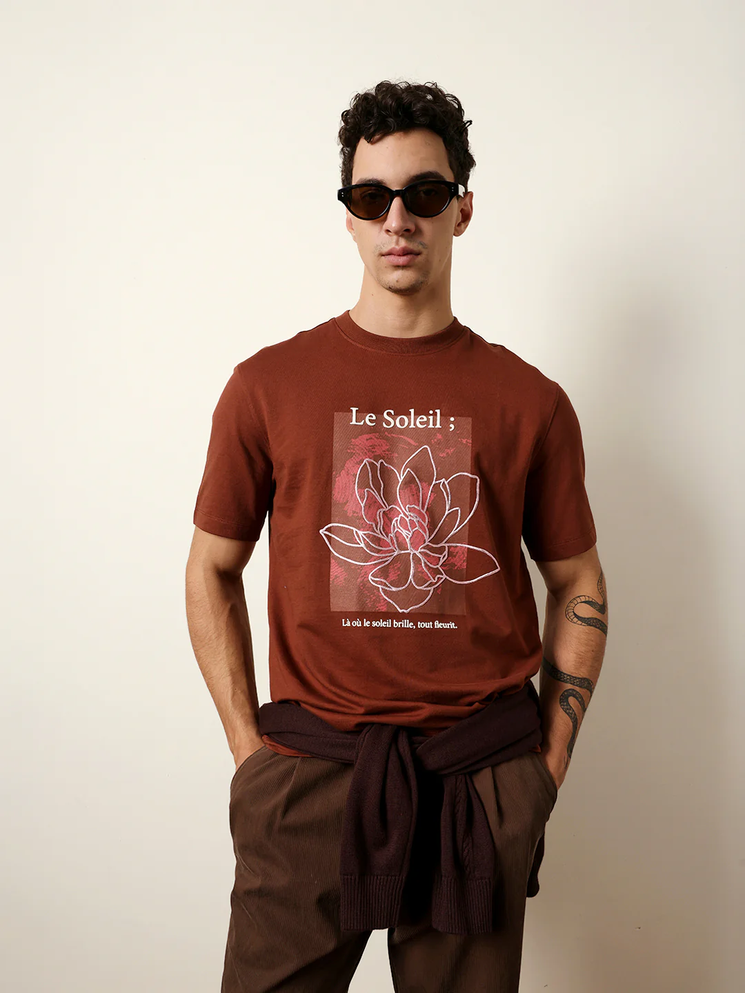 Men Brown Half Sleeve Relax T-Shirt