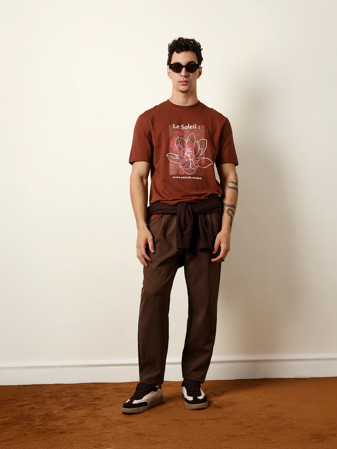 Men Brown Half Sleeve Relax T-Shirt - Image 2