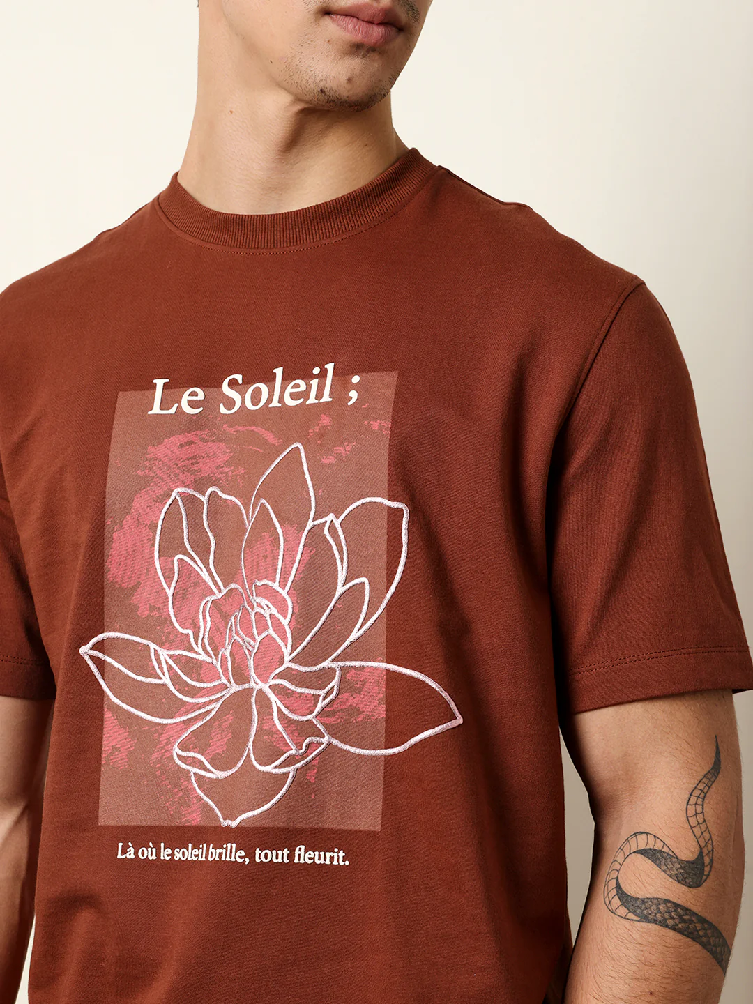 Men Brown Half Sleeve Relax T-Shirt - Image 6
