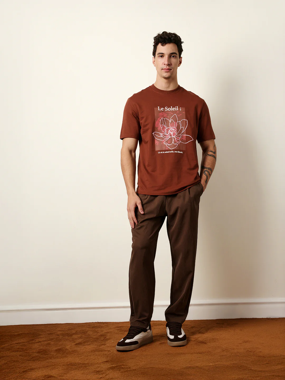 Men Brown Half Sleeve Relax T-Shirt - Image 8