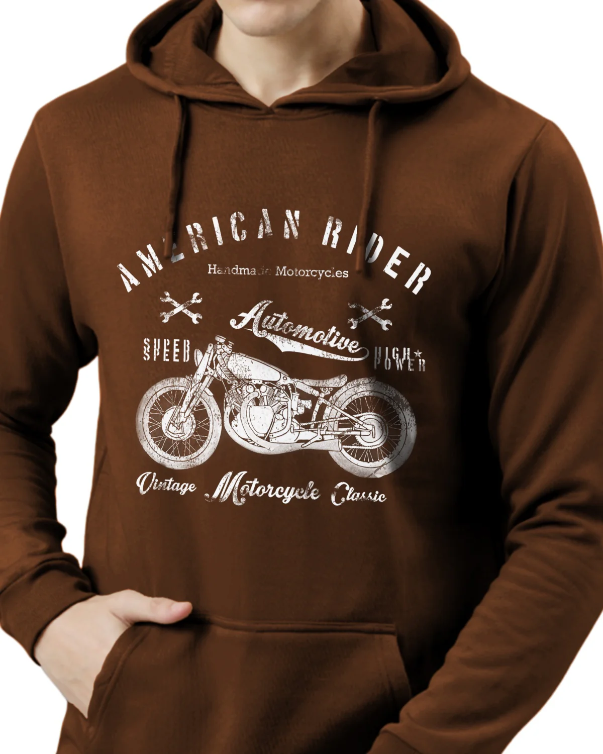 Men Brown Printed Hoodie - Image 2