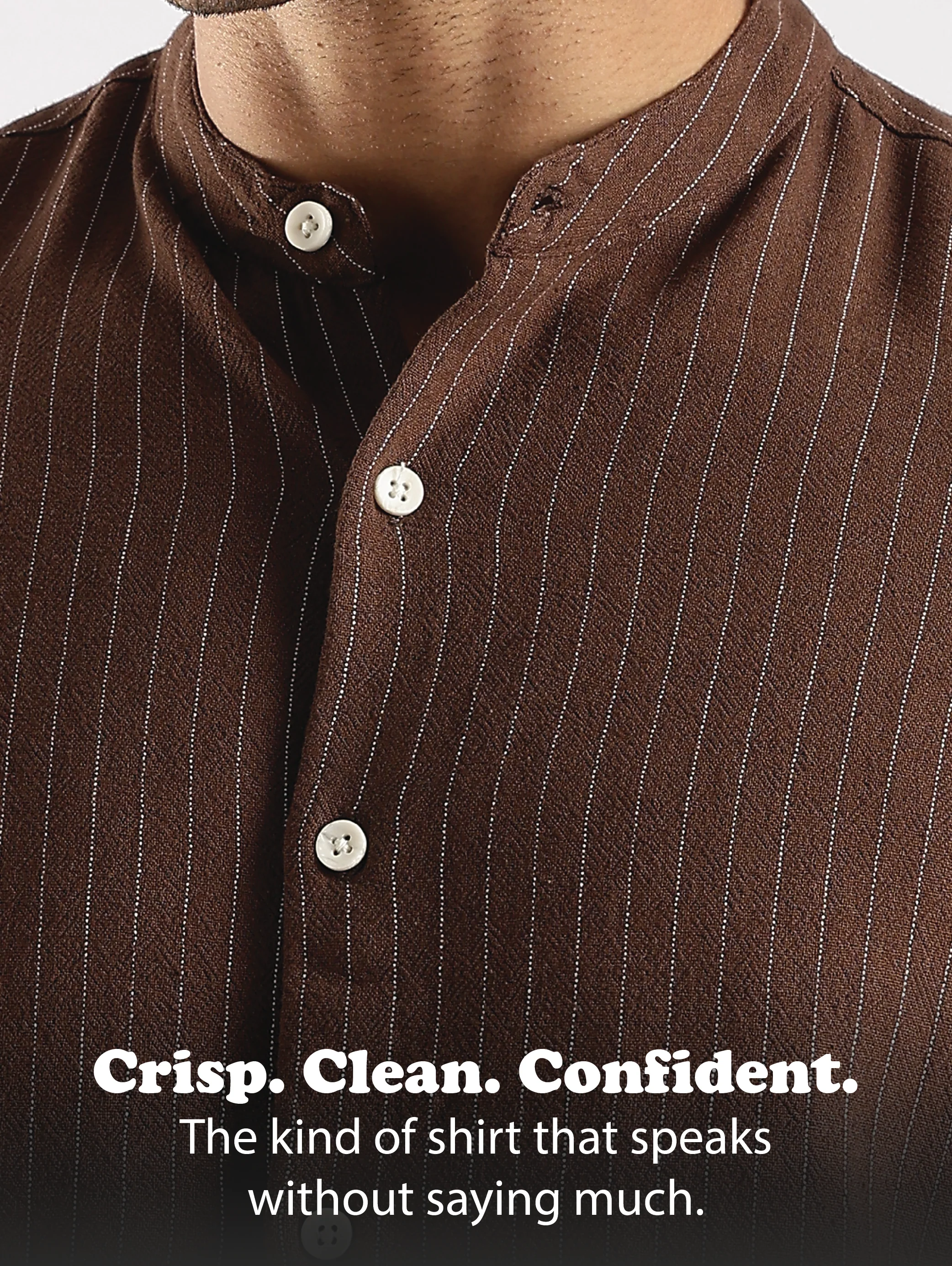 Men Brown Linen Blend Striped Shirt - Image 12