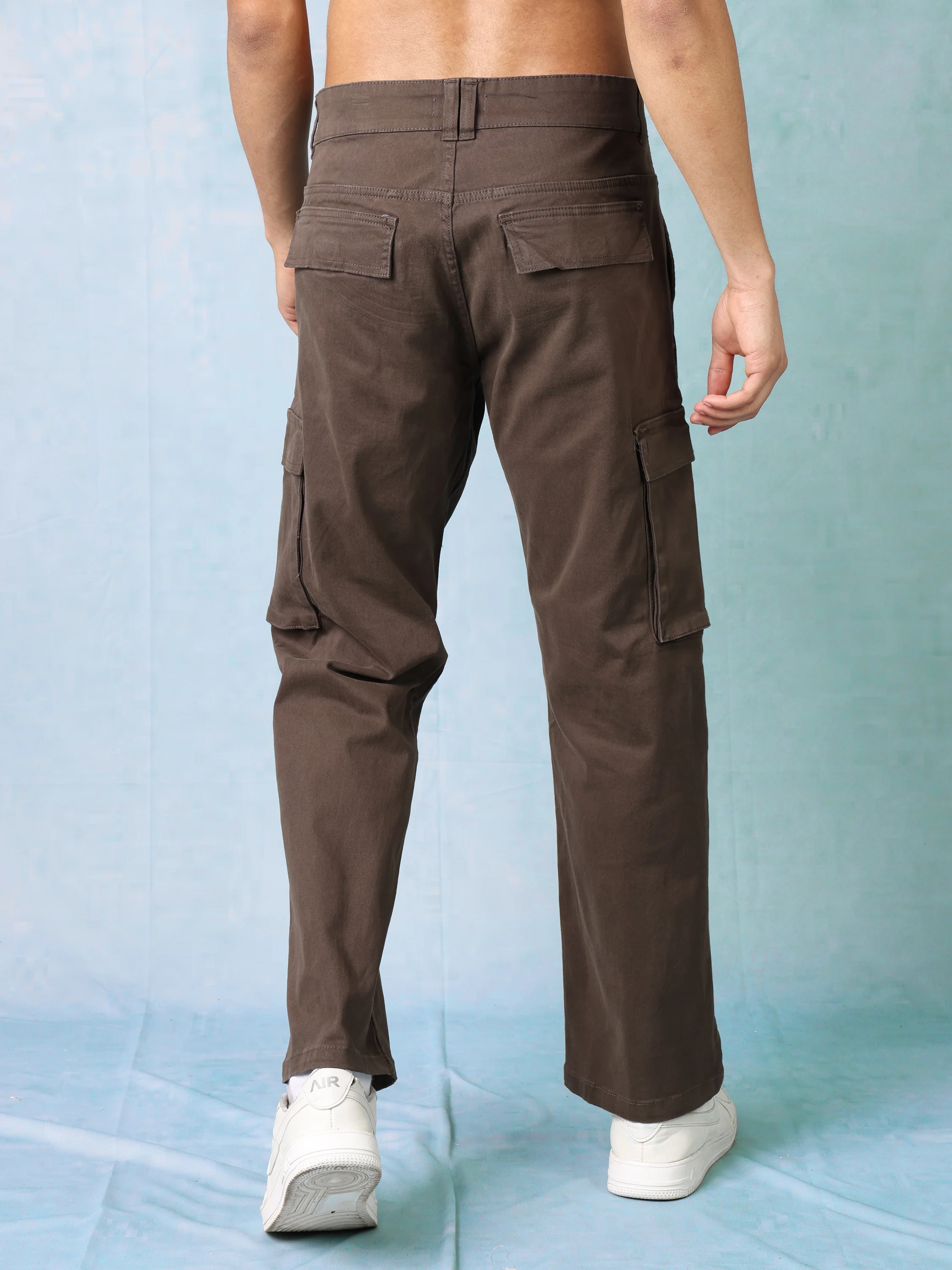 Men Brown Mid Rise Cargo Pants - Image 5