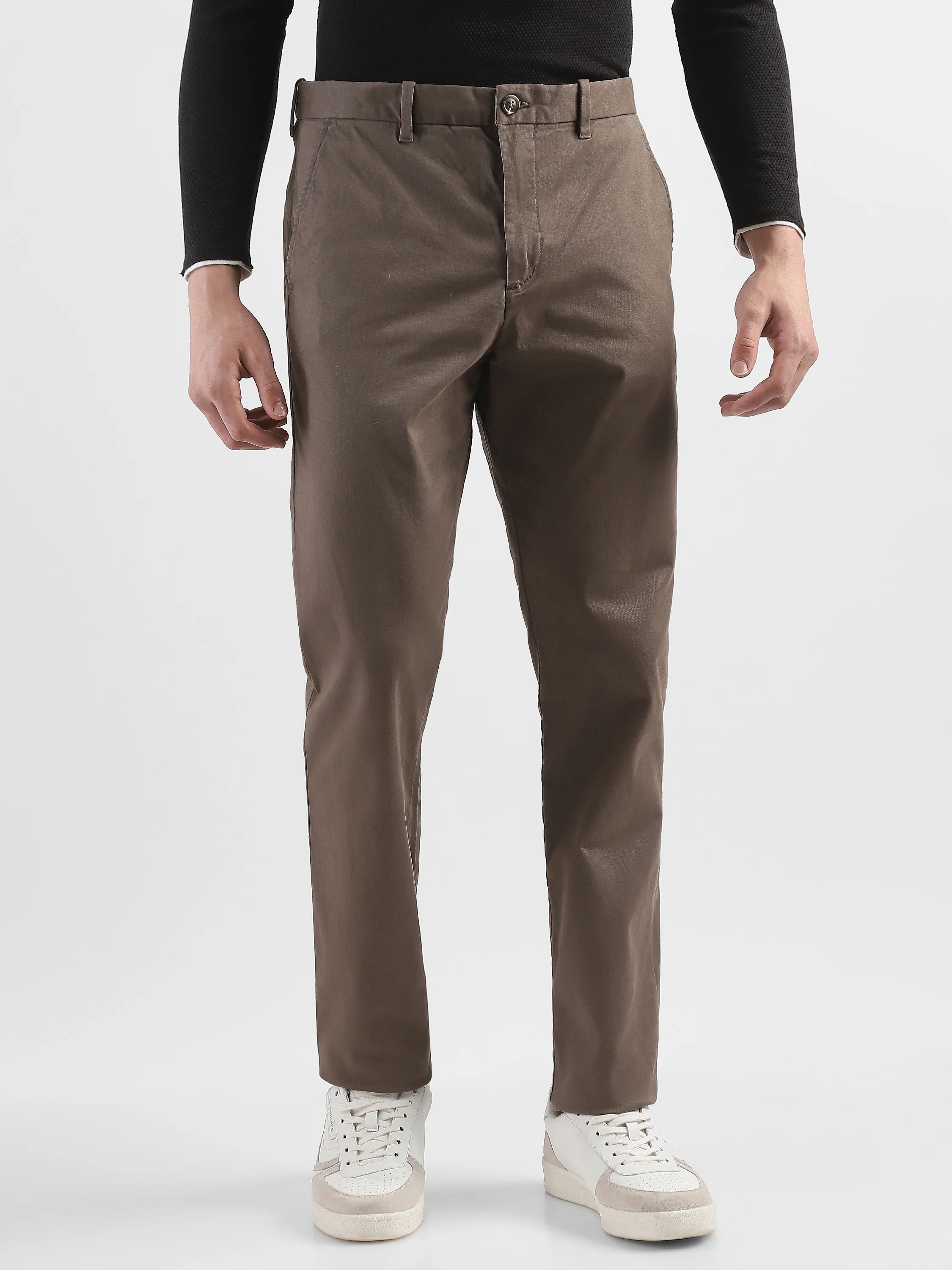 Men Brown Mid Rise Formal Trousers - Image 3