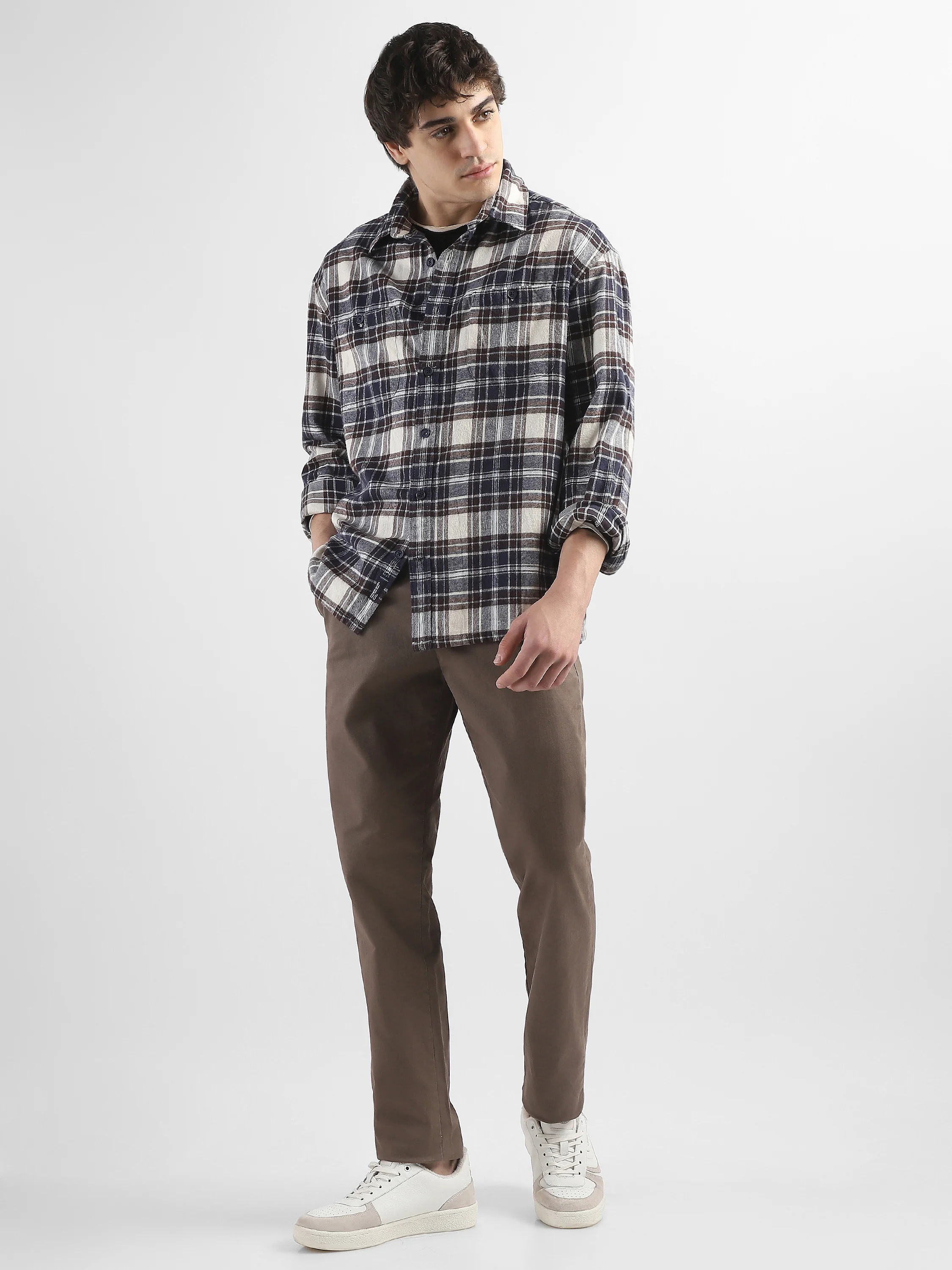 Men Brown Mid Rise Formal Trousers - Image 4