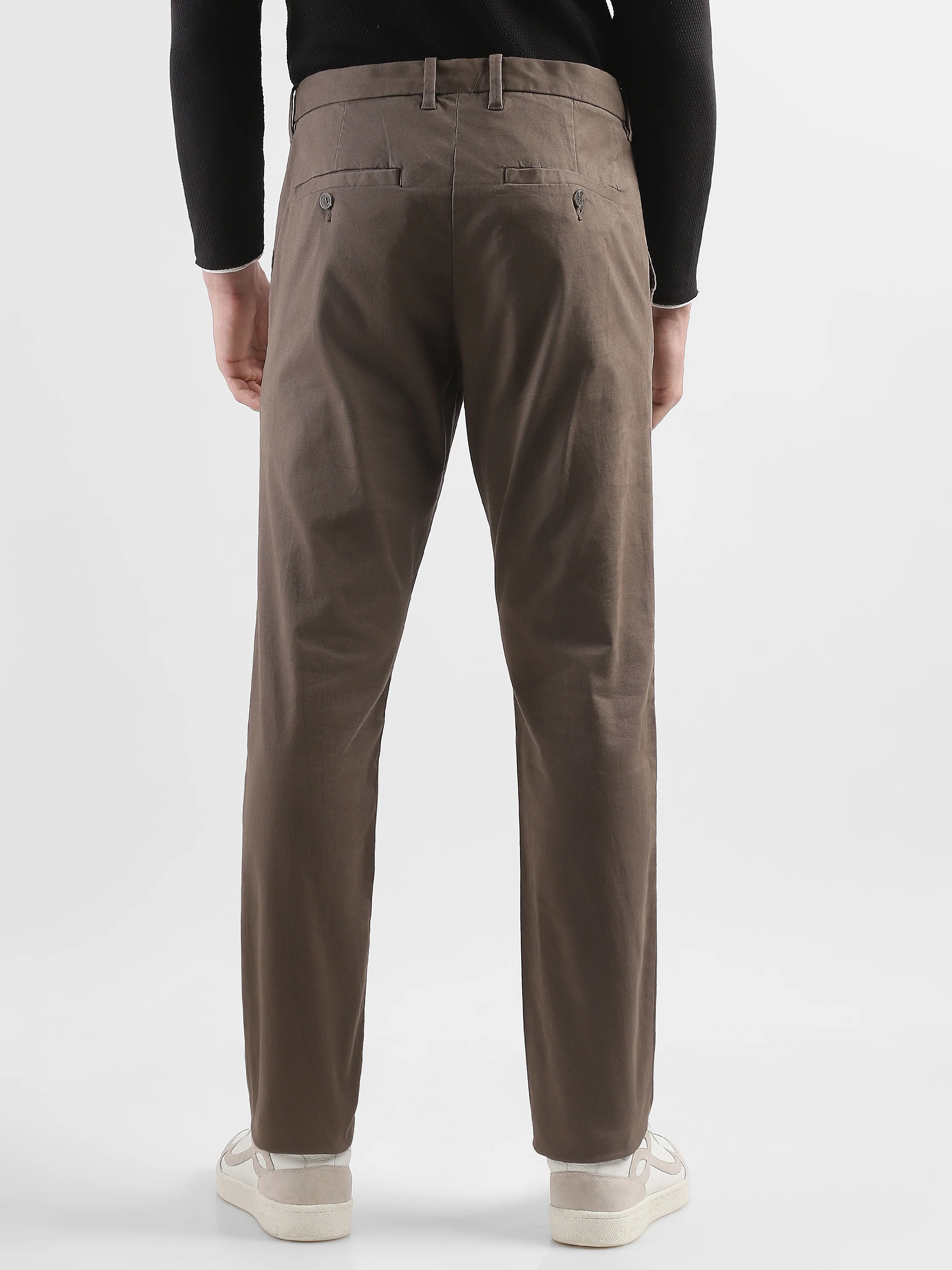 Men Brown Mid Rise Formal Trousers - Image 5