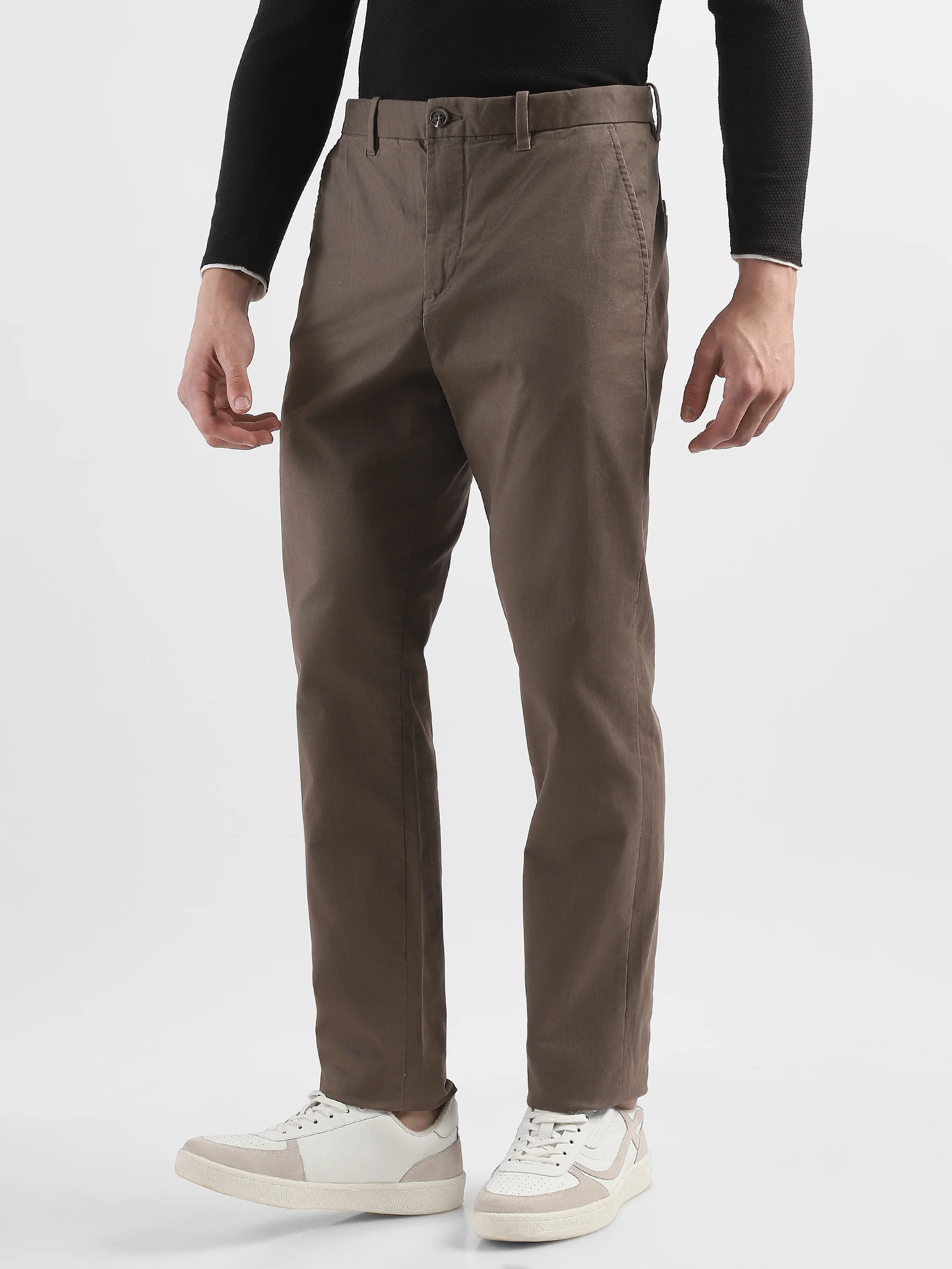 Men Brown Mid Rise Formal Trousers - Image 6