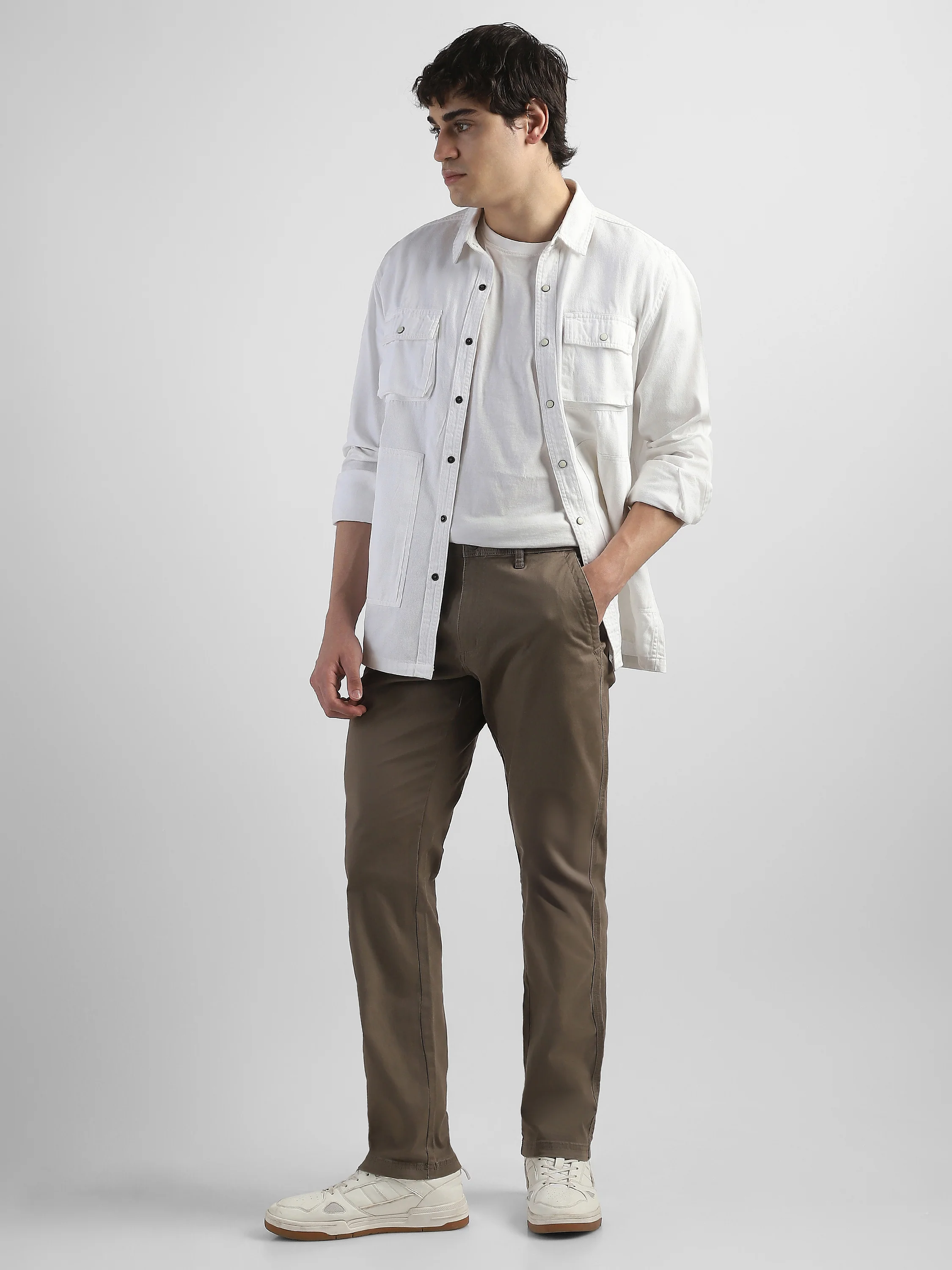 Men Brown Cotton Blend Formal Trousers - Image 2