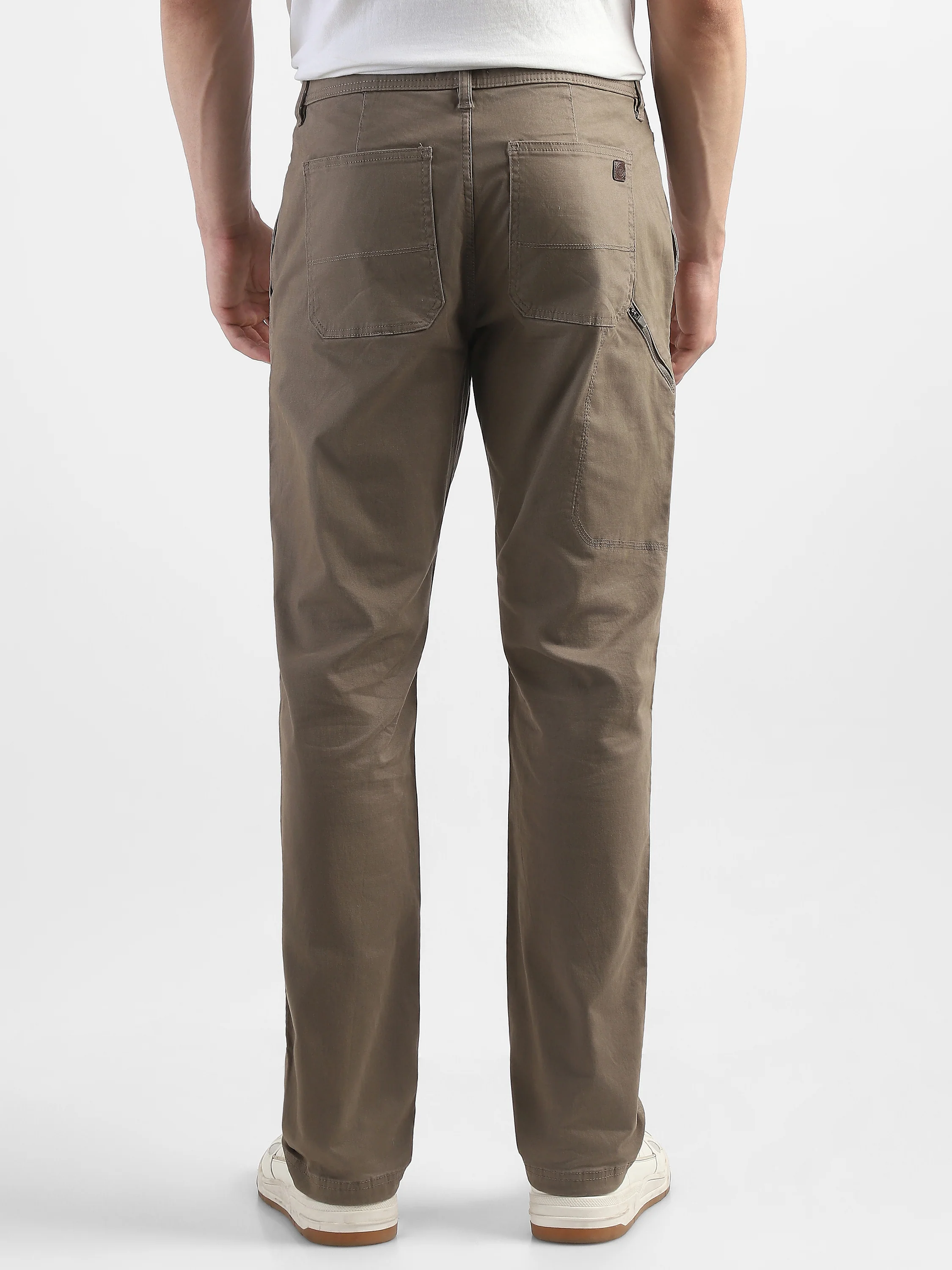Men Brown Cotton Blend Formal Trousers - Image 3
