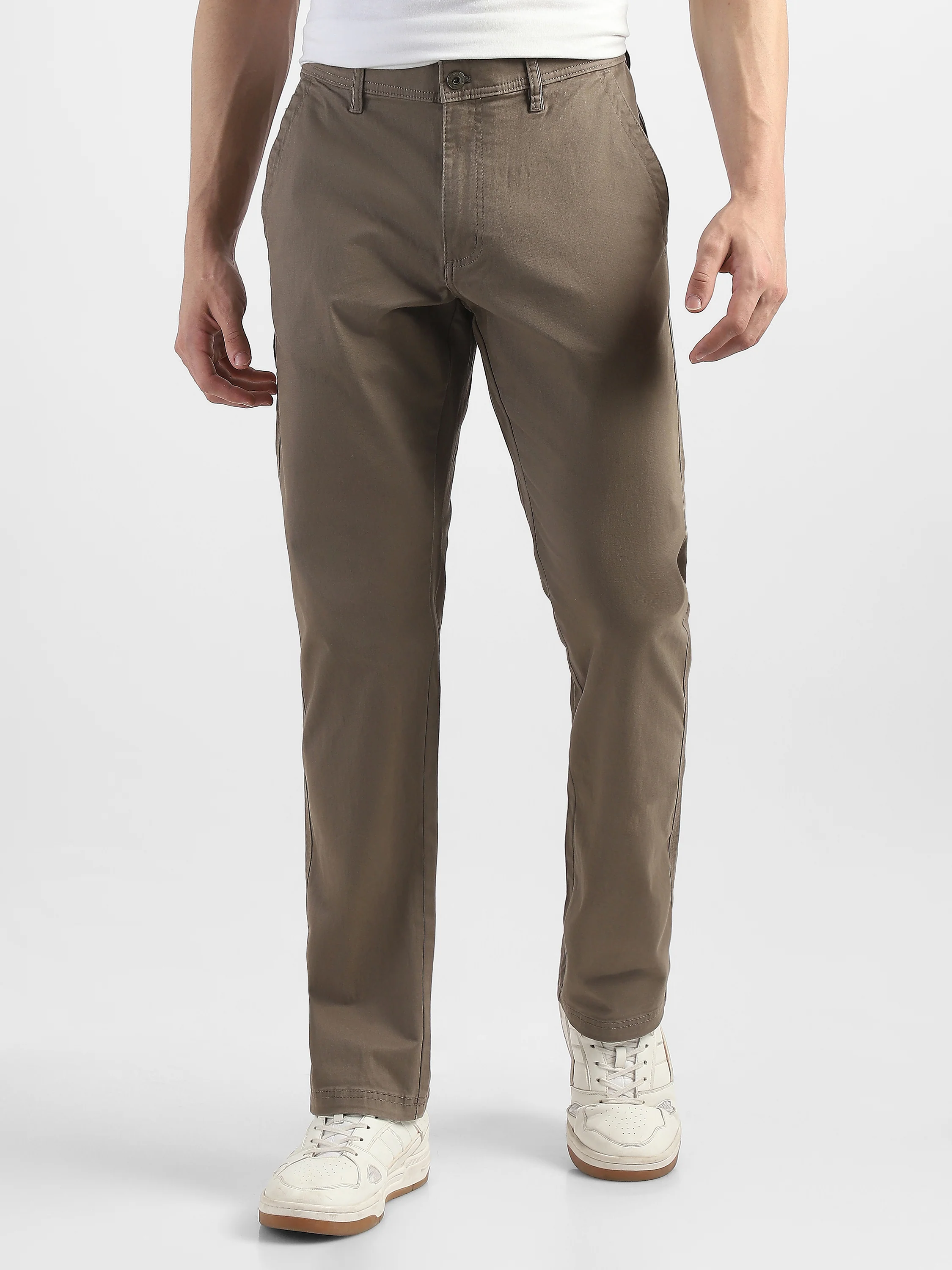 Men Brown Cotton Blend Formal Trousers - Image 4