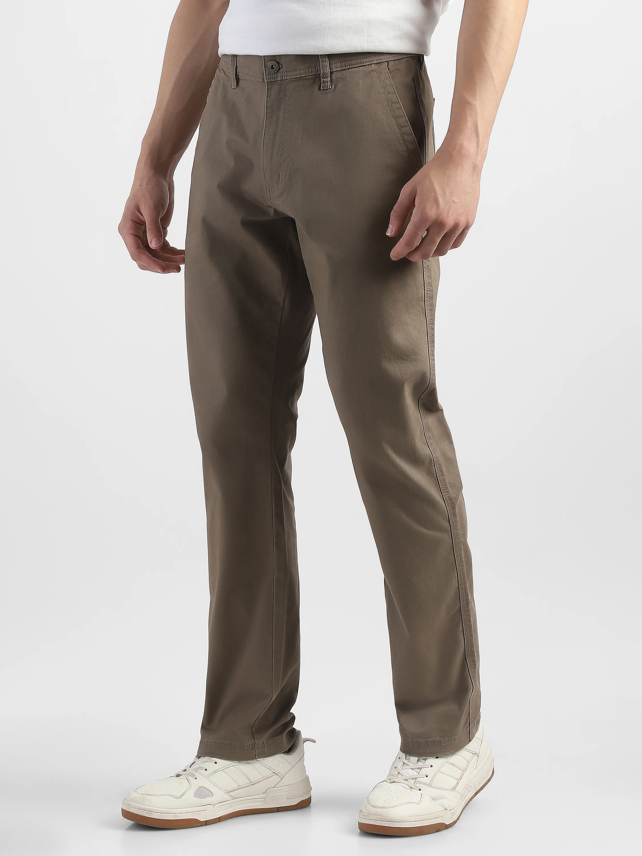 Men Brown Cotton Blend Formal Trousers - Image 5