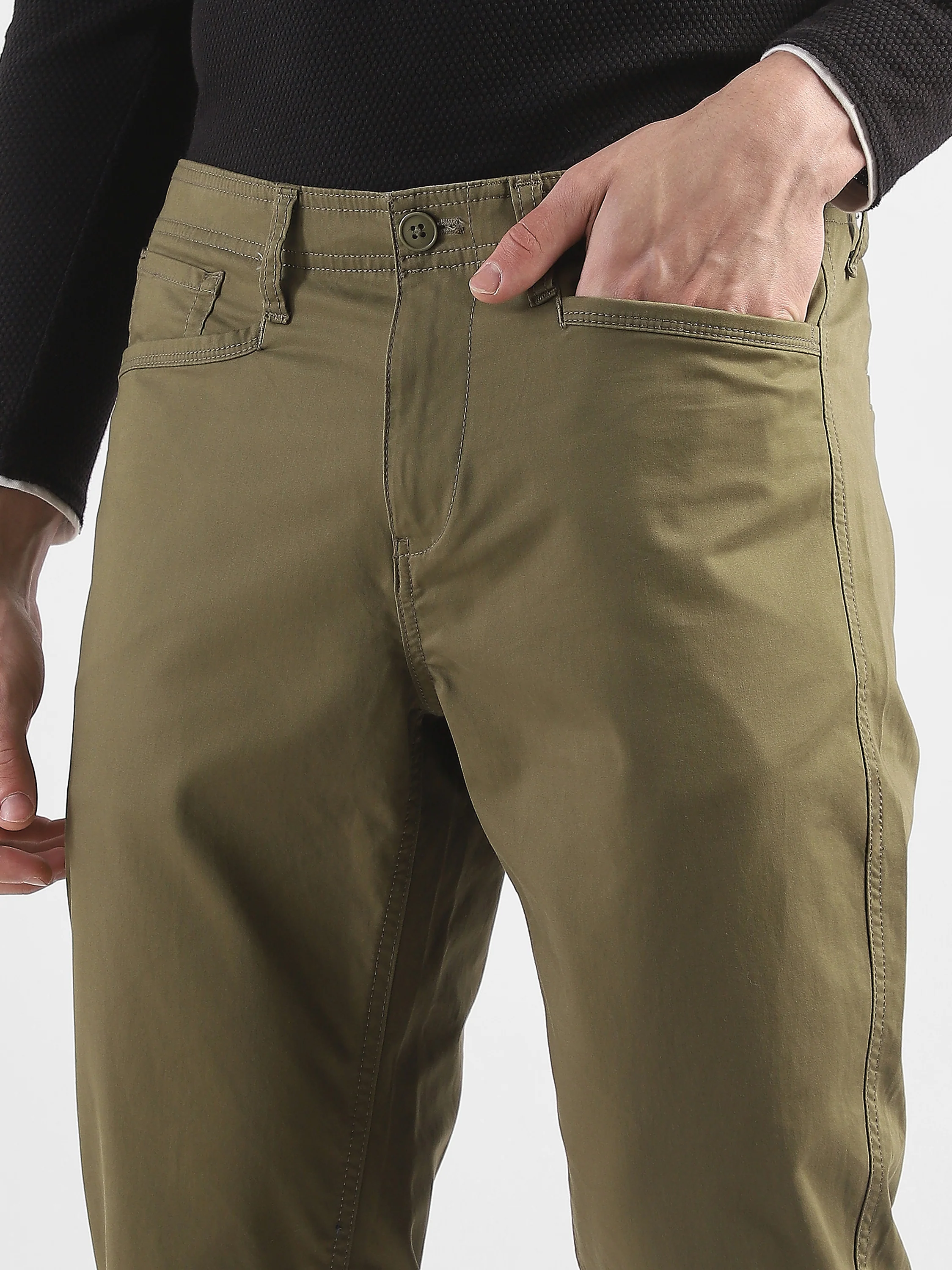 Men Brown Mid Rise Regular Fit Trouser - Image 4