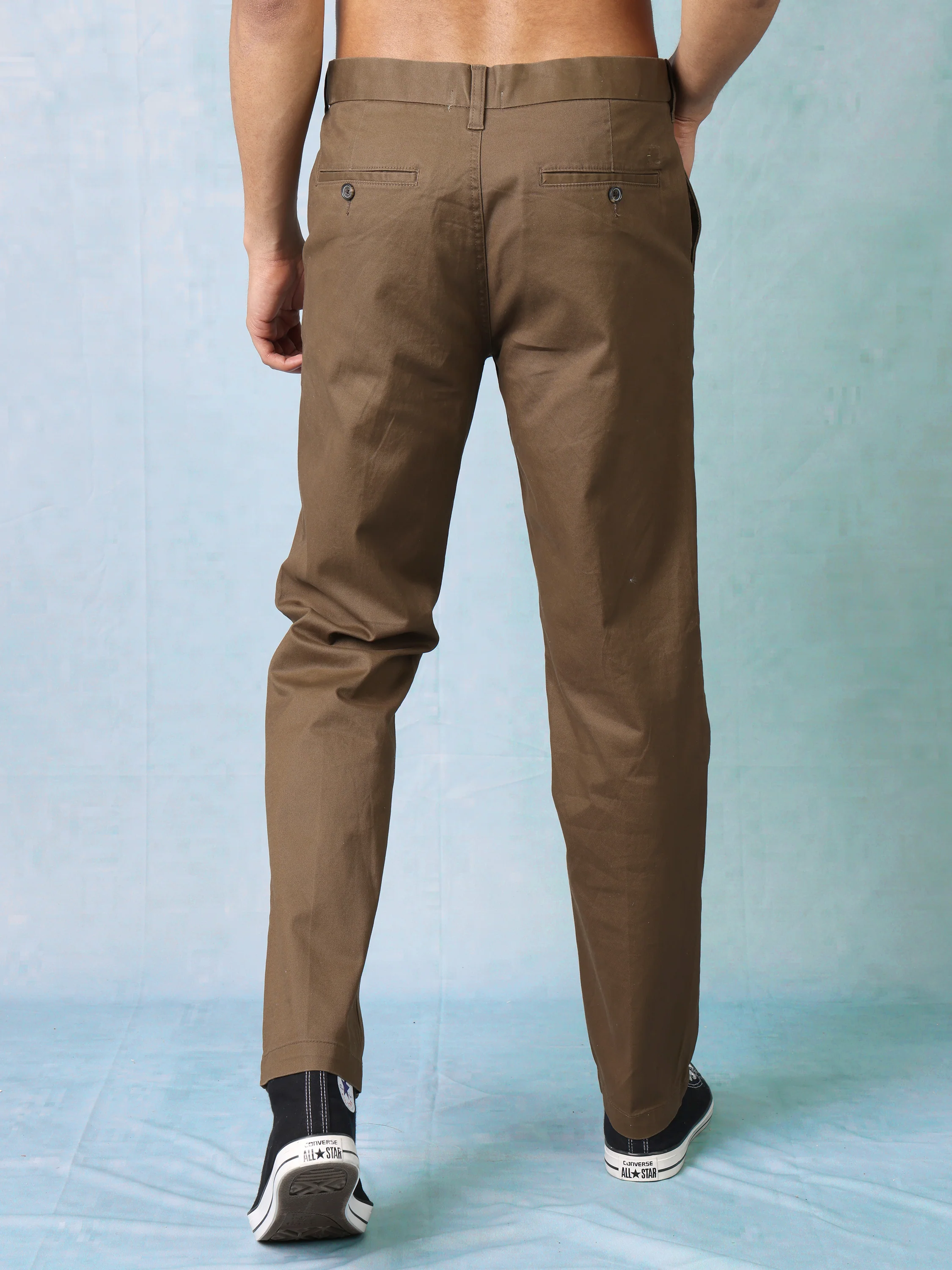 Men Brown Mid Rise Trouser - Image 4