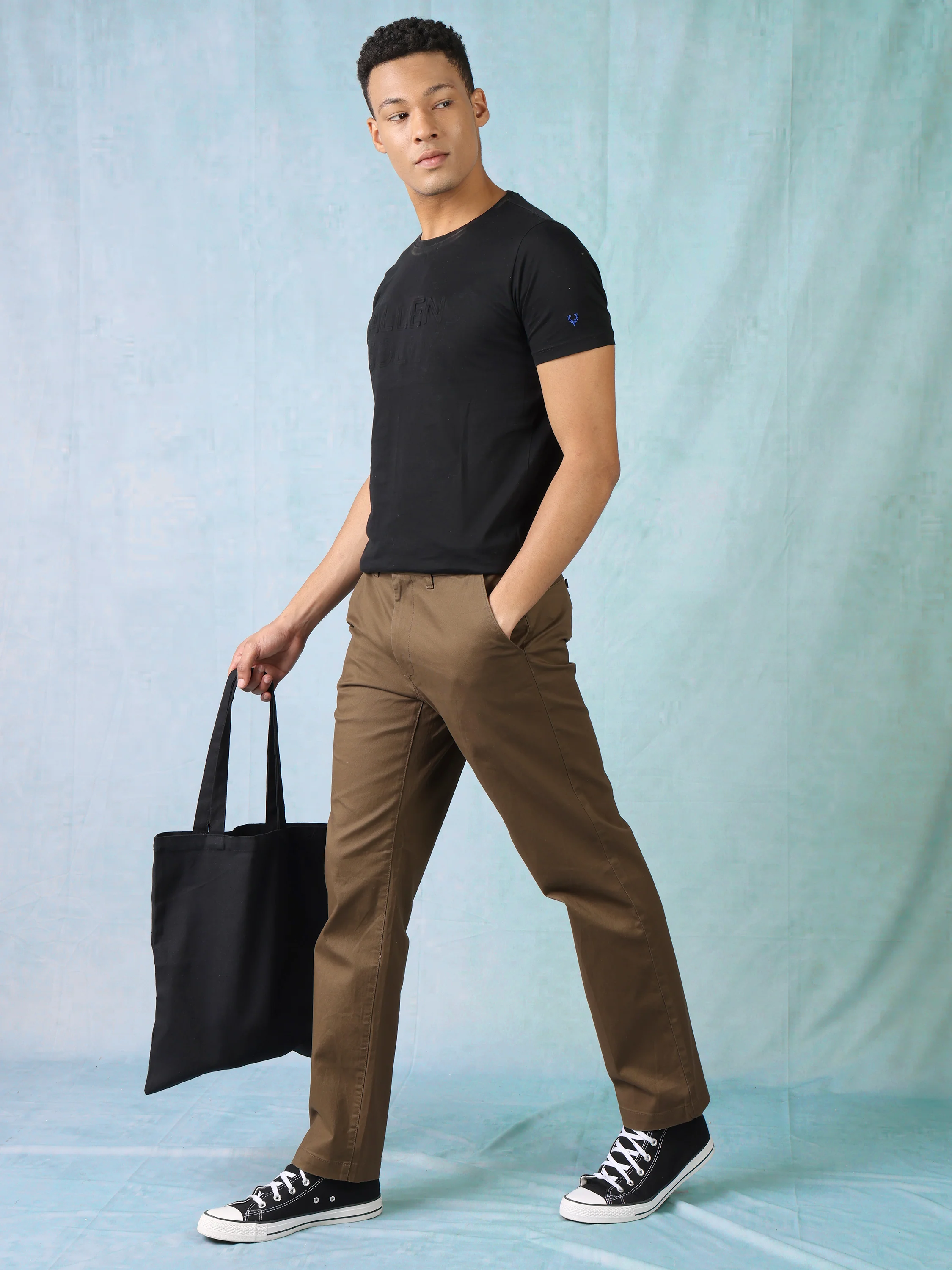 Men Brown Mid Rise Trouser - Image 5