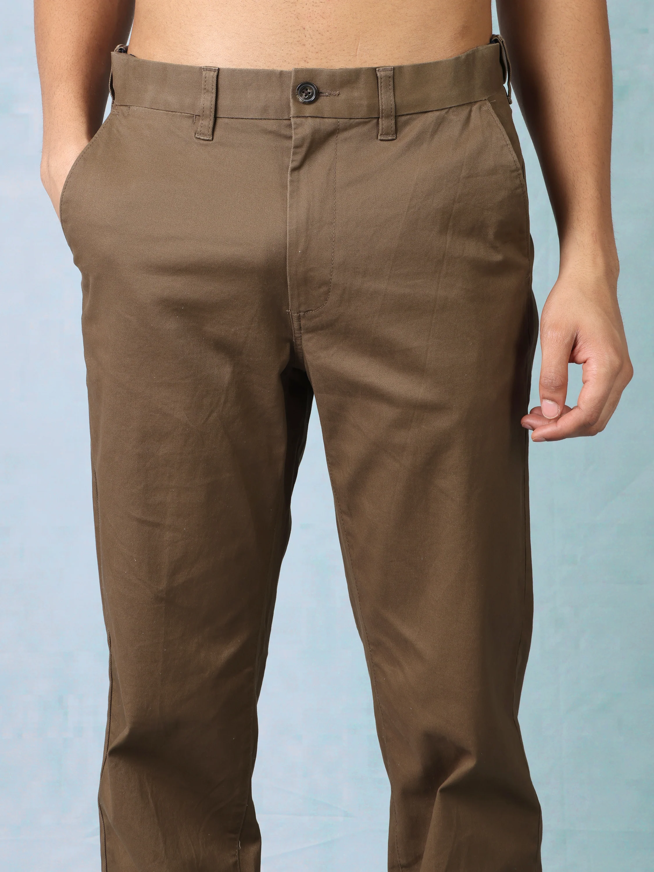 Men Brown Mid Rise Trouser - Image 6