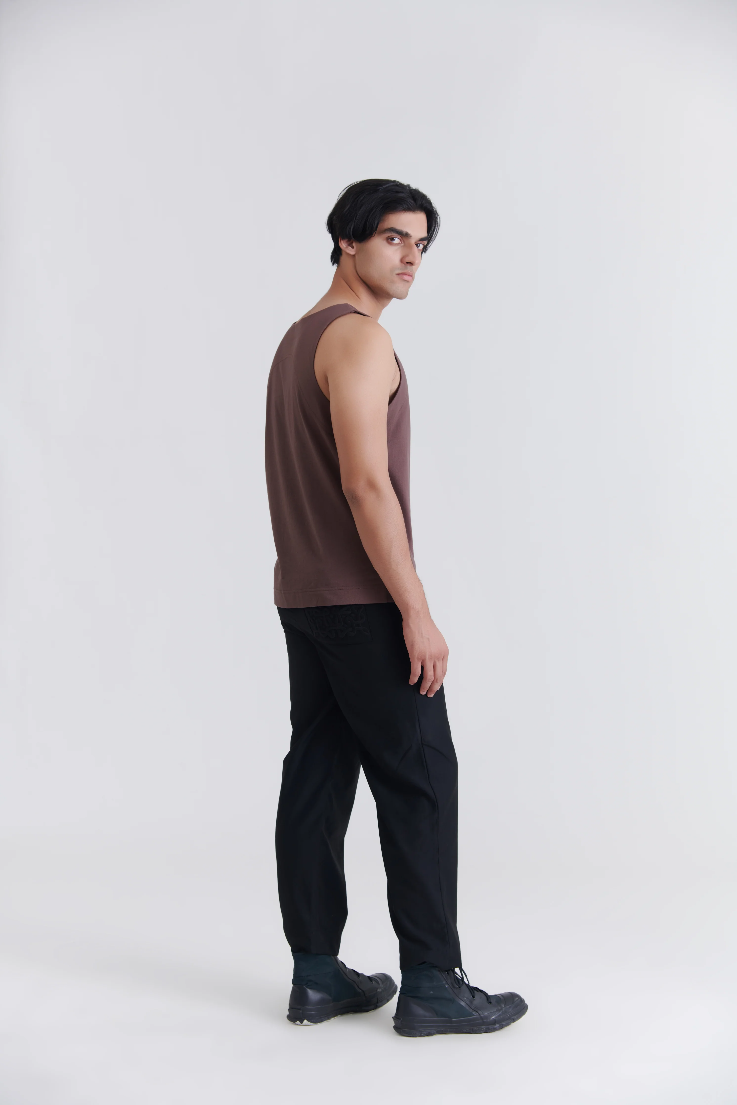 Men Brown NGA 108 Cotton Tank Top - Image 2