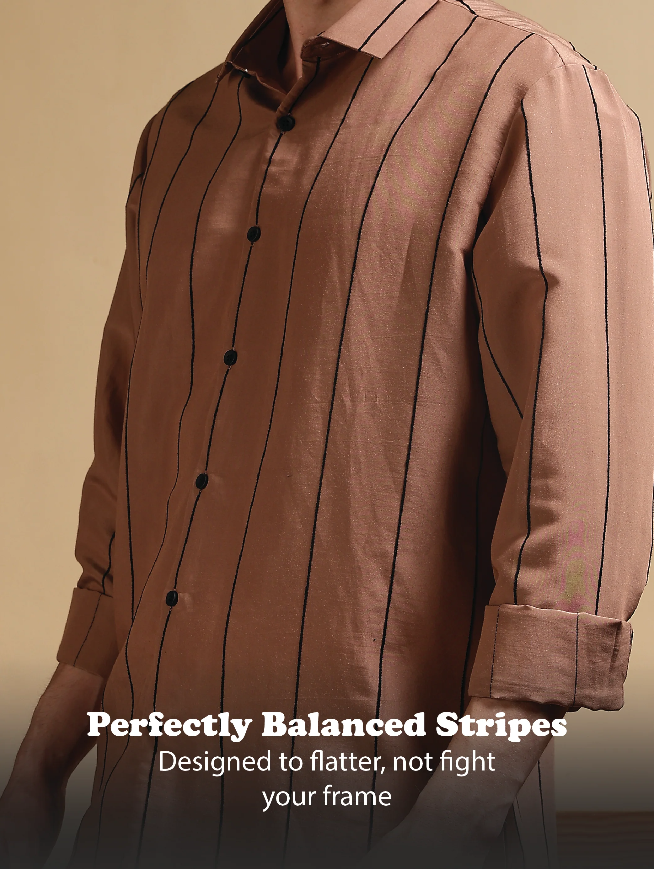 Men Brown Nylon Slim Fit Striped Shirt - Image 11