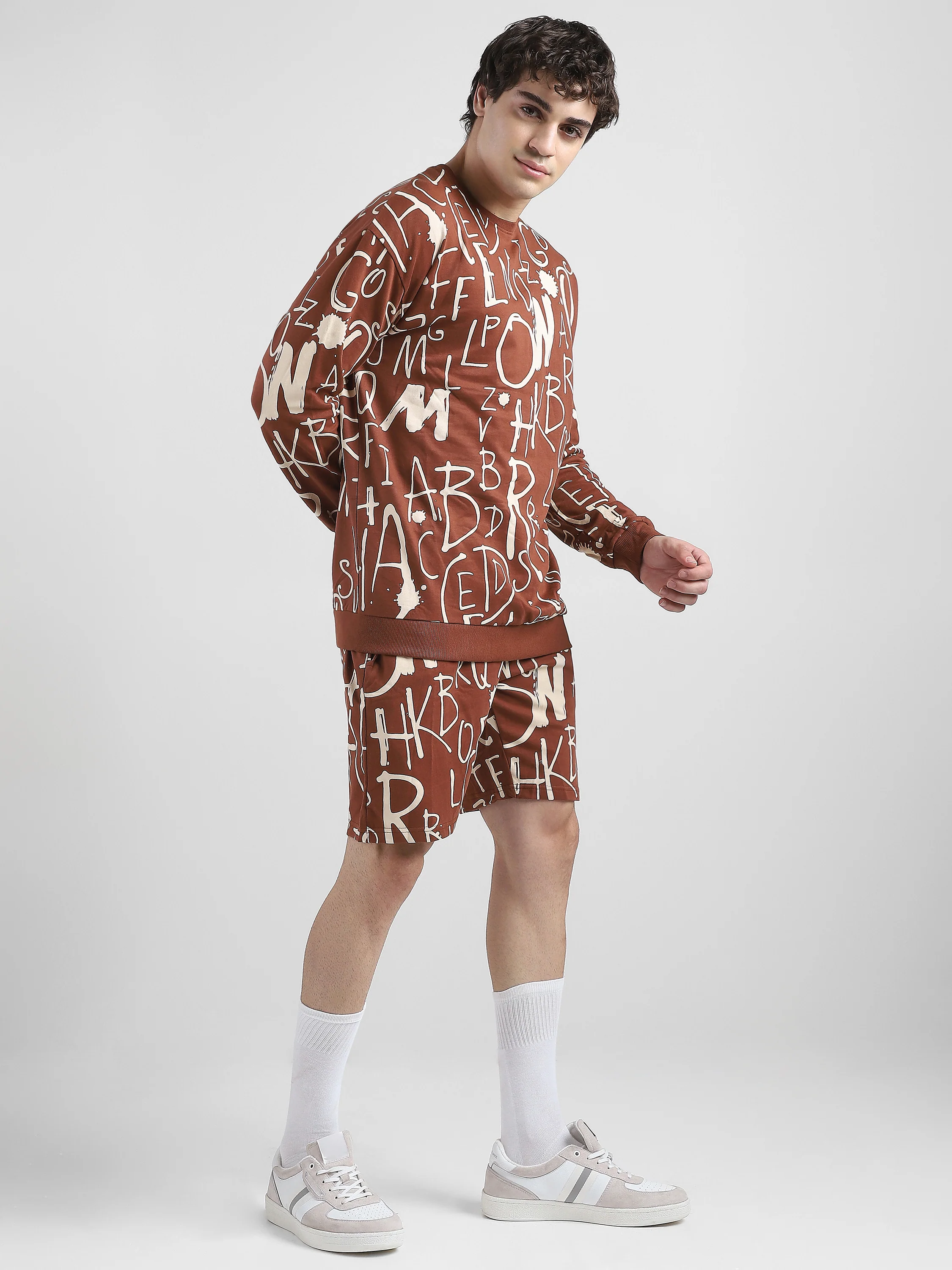 Men Brown Oversized Co-ord Set - Image 4