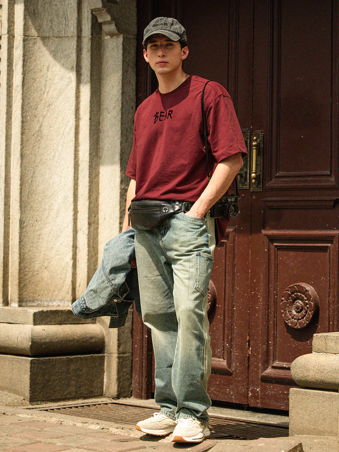 Men Brown Oversized Crew Neck T-Shirt - Image 2