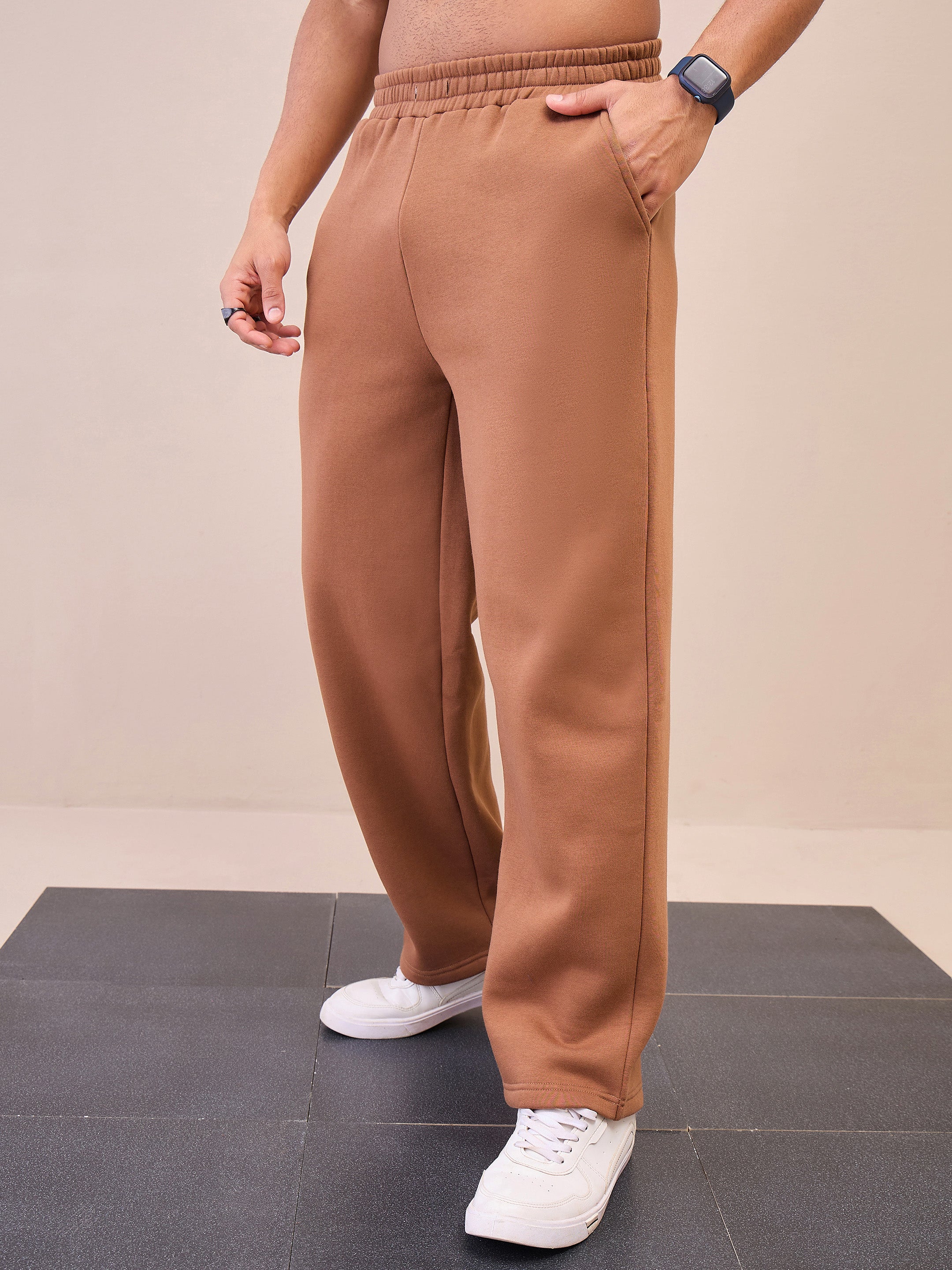 Men Brown Oversized Sweatpants - Image 4