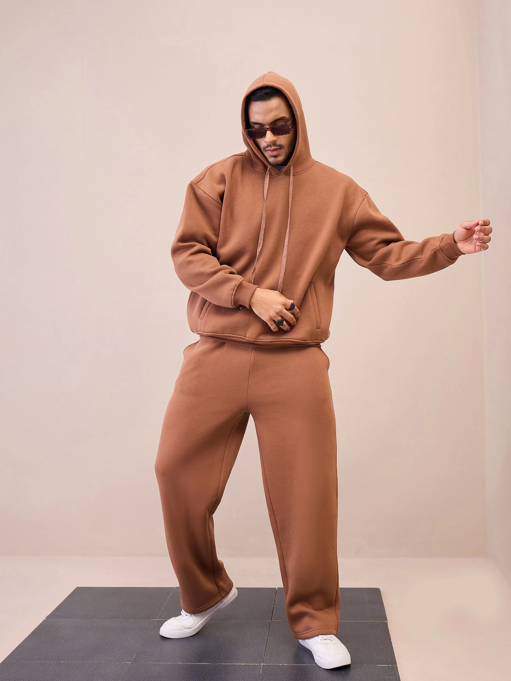 Men Brown Oversized Sweatpants - Image 5