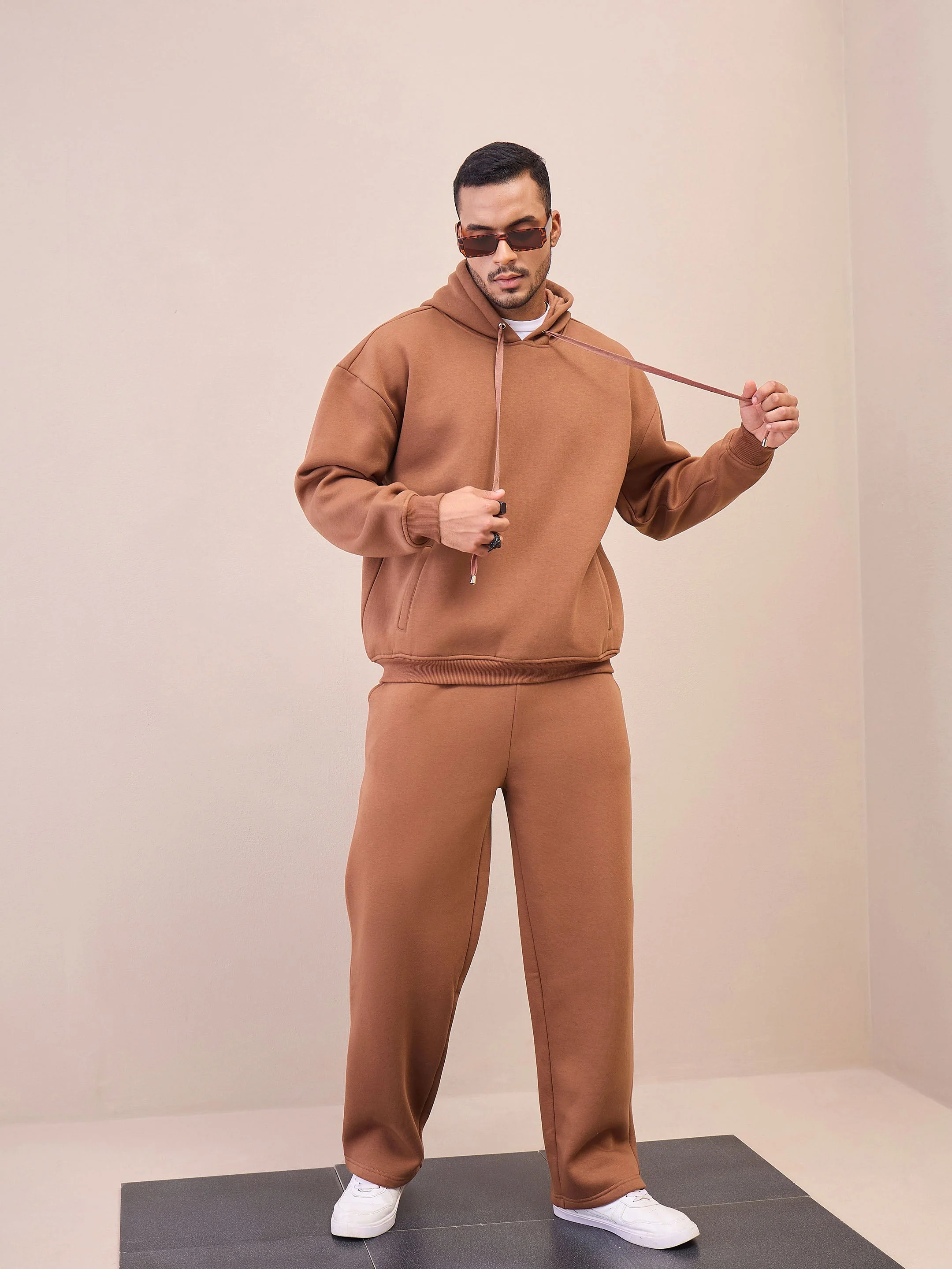 Men Brown Oversized Sweatpants - Image 6
