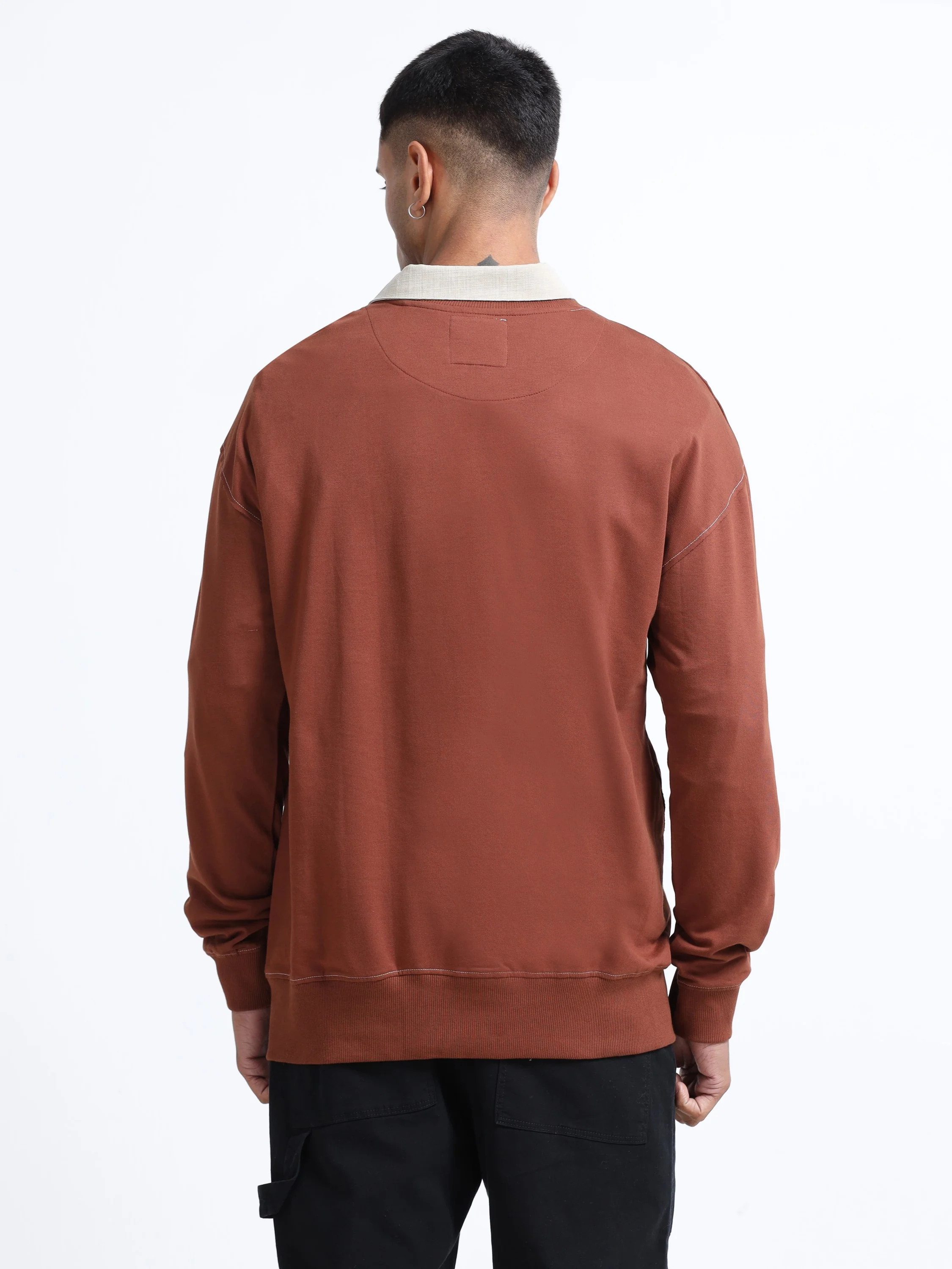 Men Brown Oversized Sweatshirt - Image 2