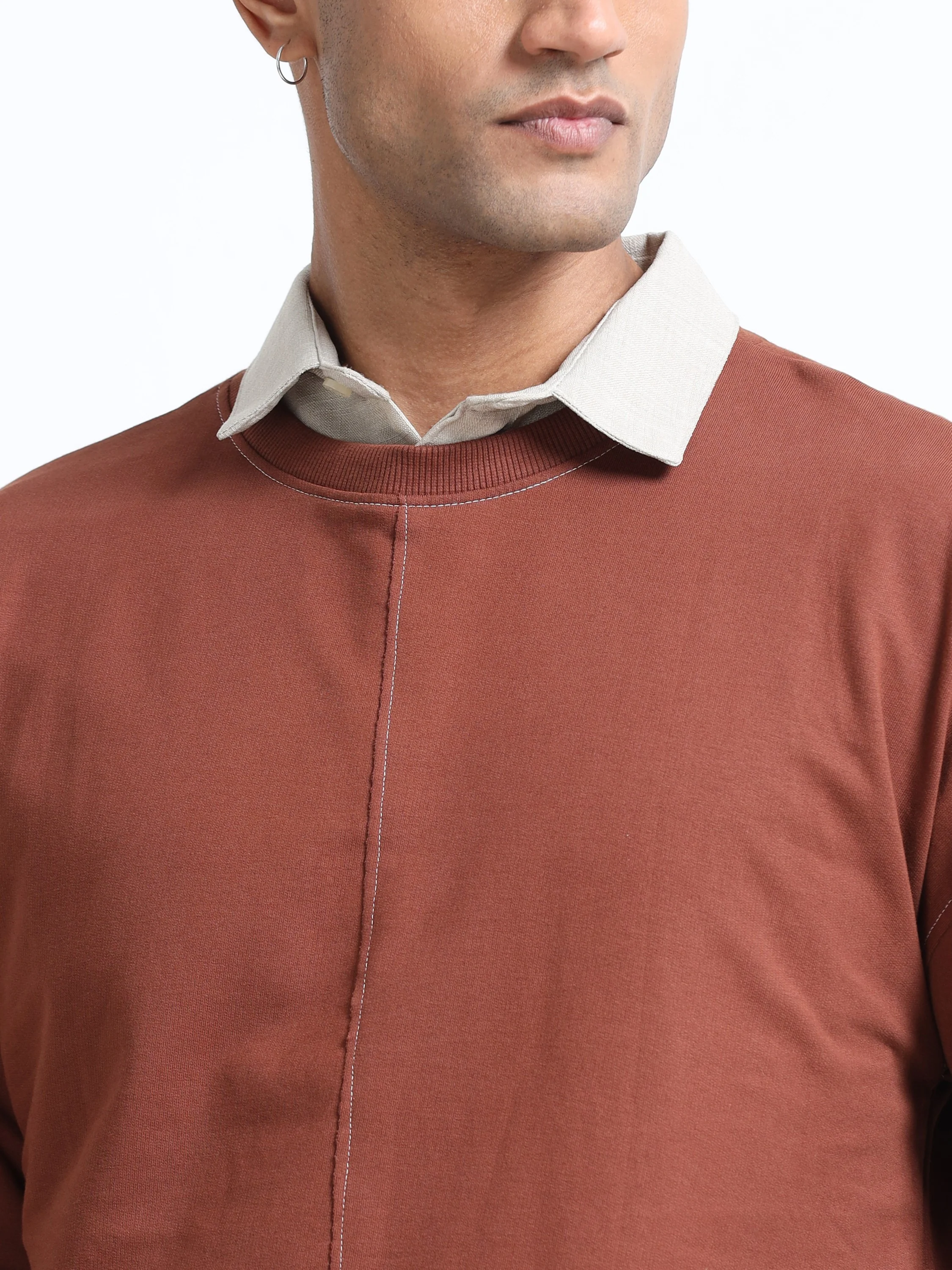 Men Brown Oversized Sweatshirt - Image 4
