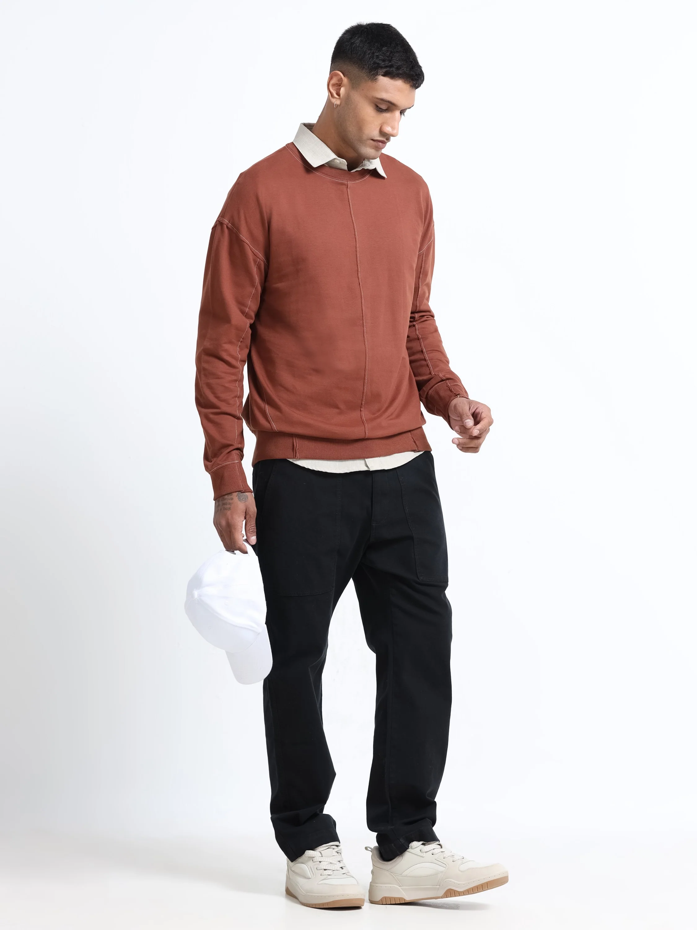 Men Brown Oversized Sweatshirt - Image 8