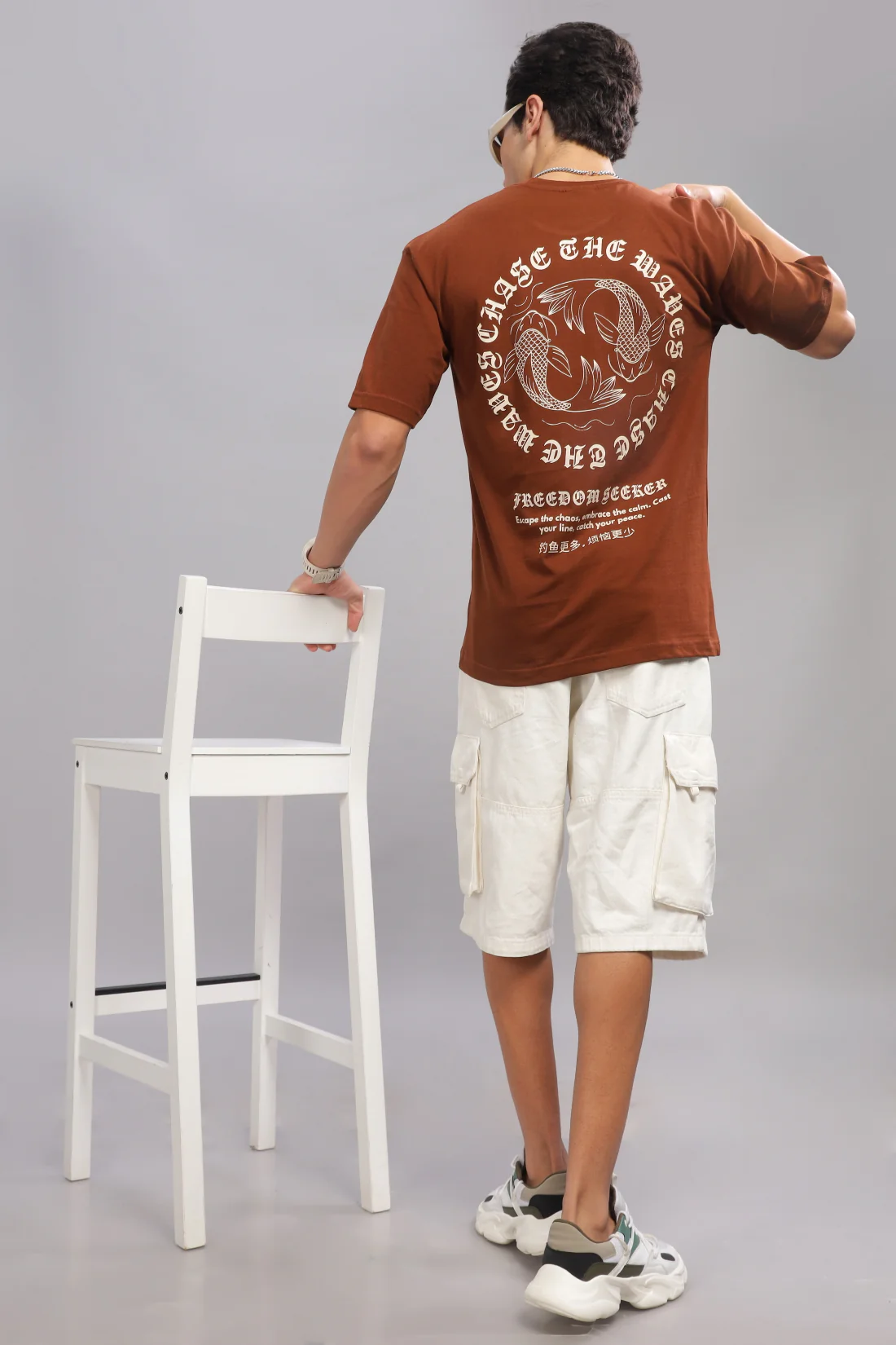 Men Brown Oversized T-Shirt - Image 5