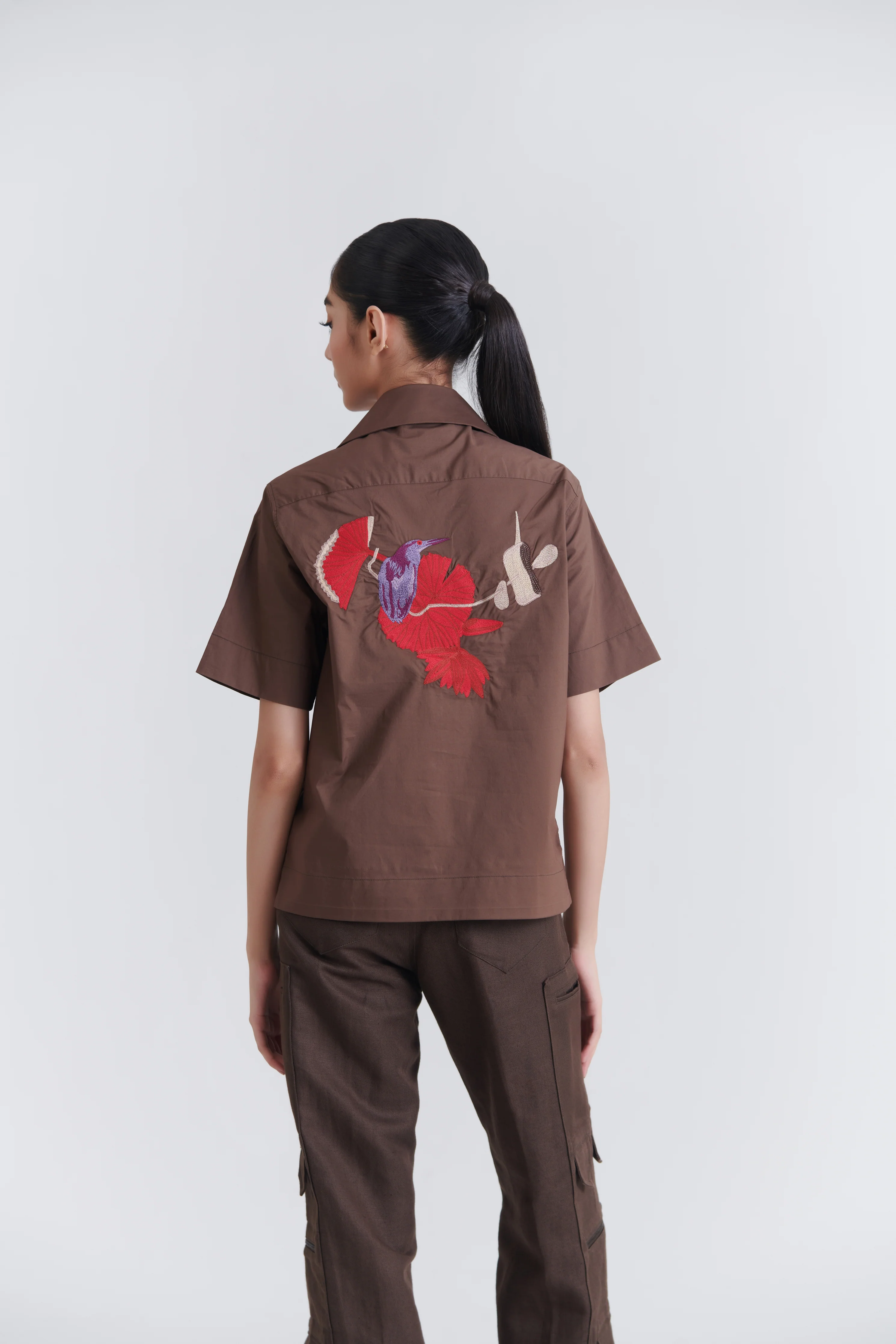 Unisex Brown Pandan Resort Cotton Shirt - Image 2