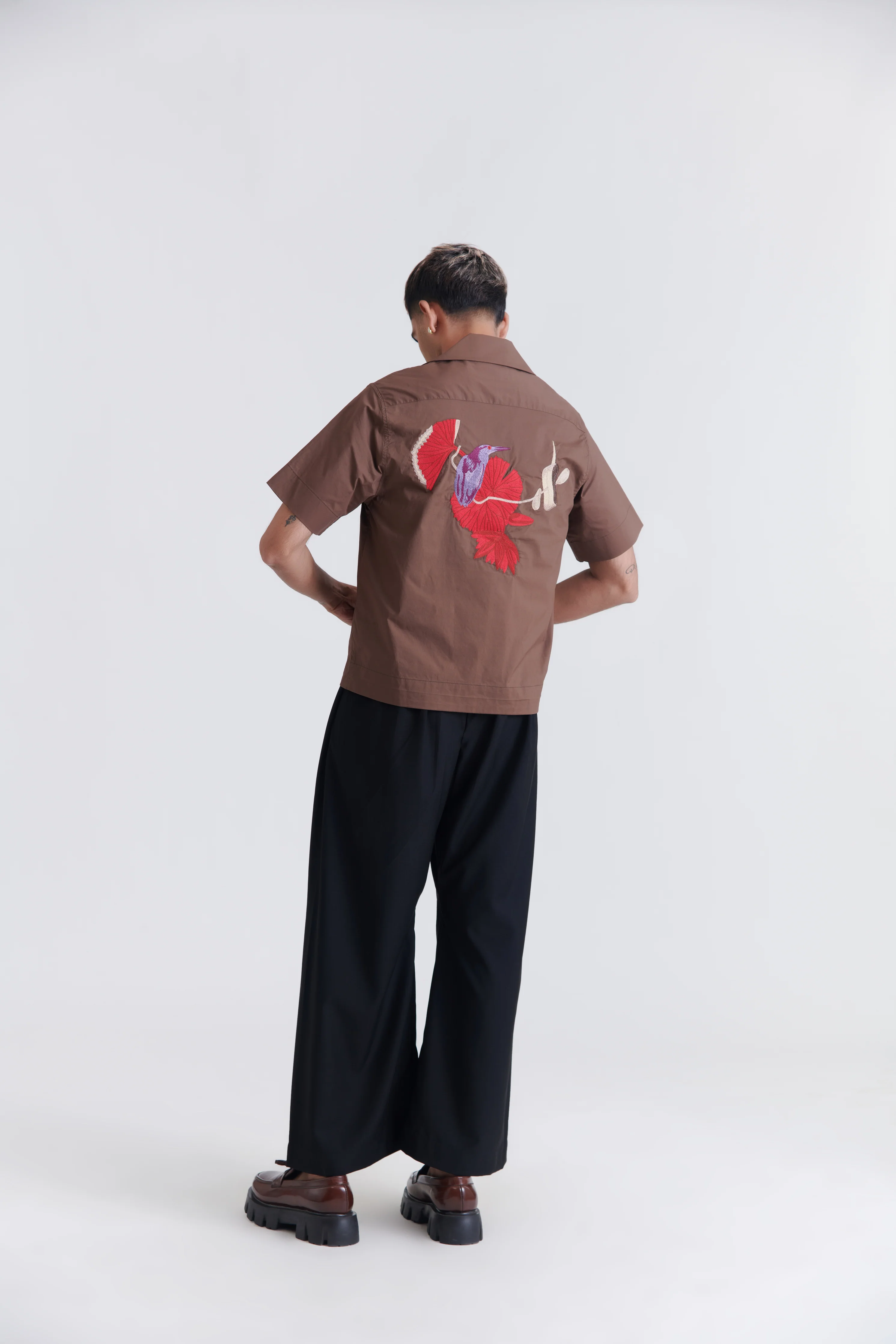 Unisex Brown Pandan Resort Cotton Shirt - Image 3