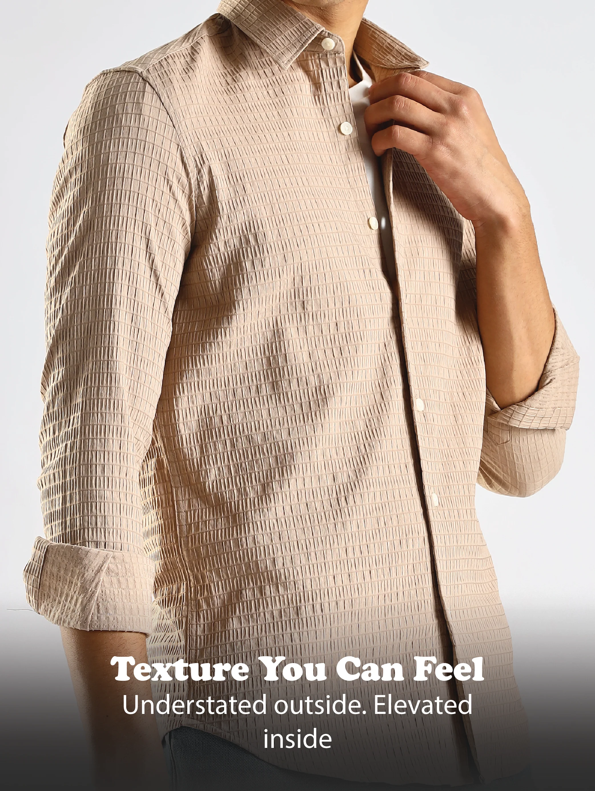 Men Brown Poly Blend Slim Fit Shirt - Image 12