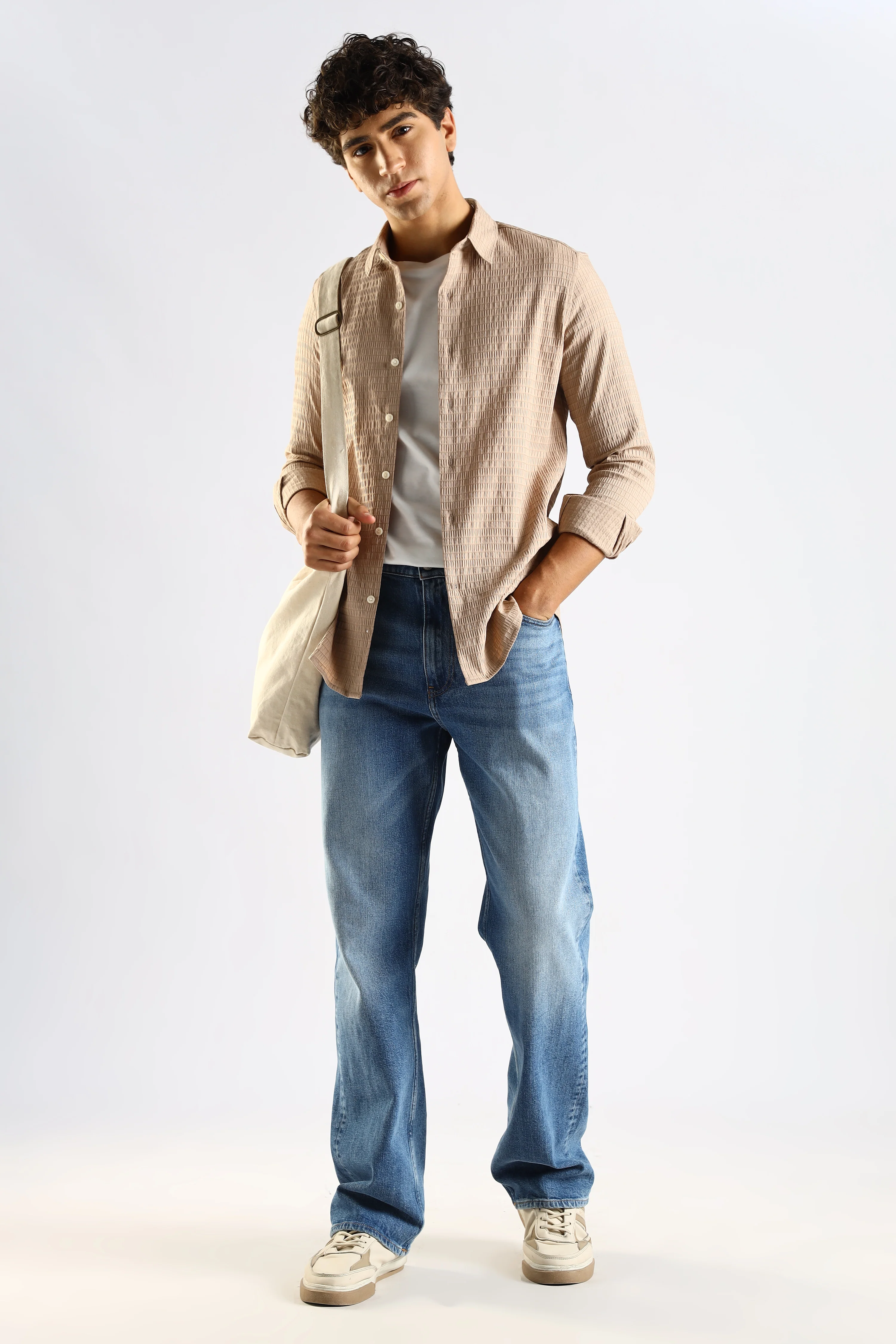 Men Brown Poly Blend Slim Fit Shirt - Image 7