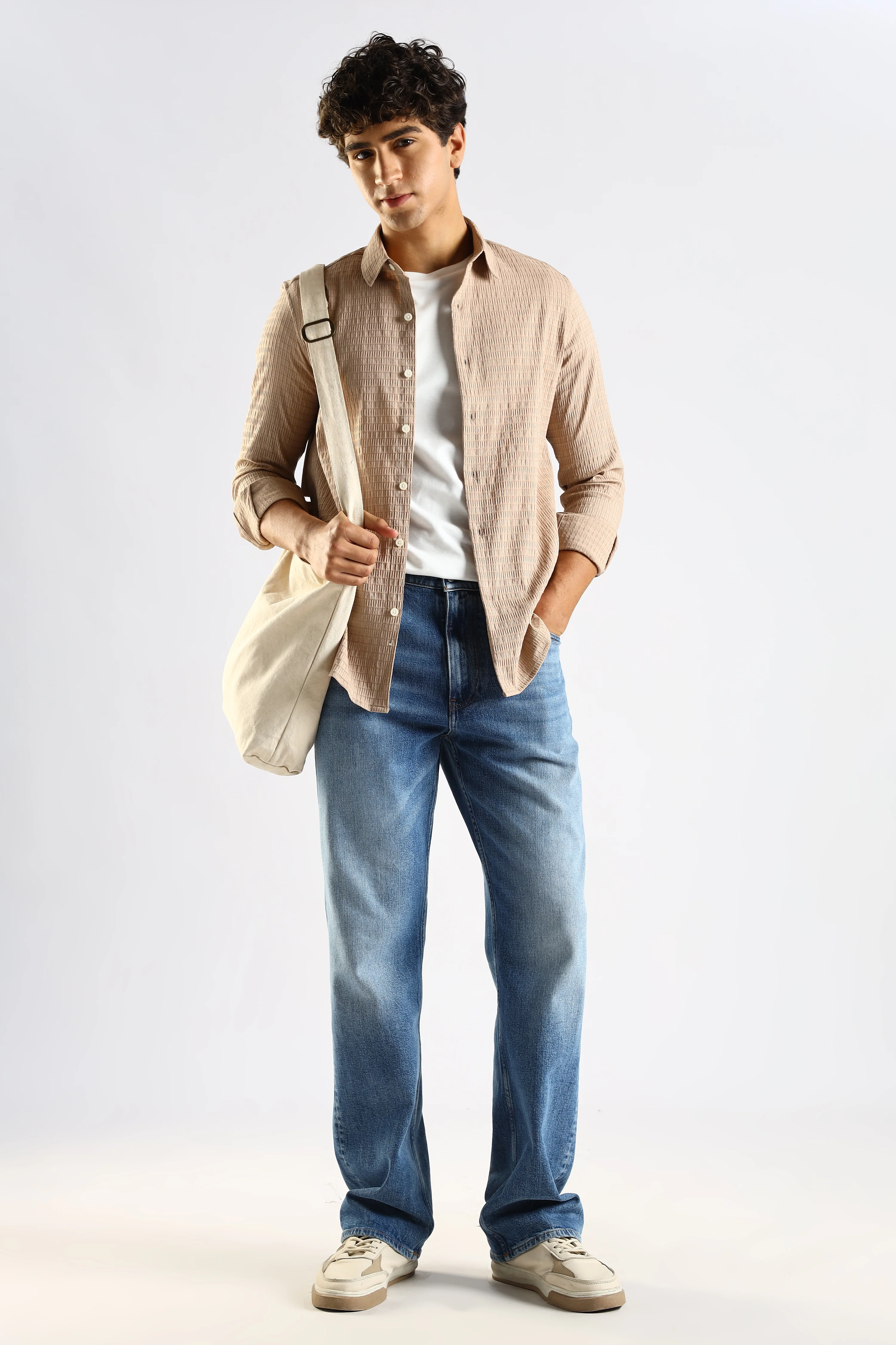 Men Brown Poly Blend Slim Fit Shirt - Image 8