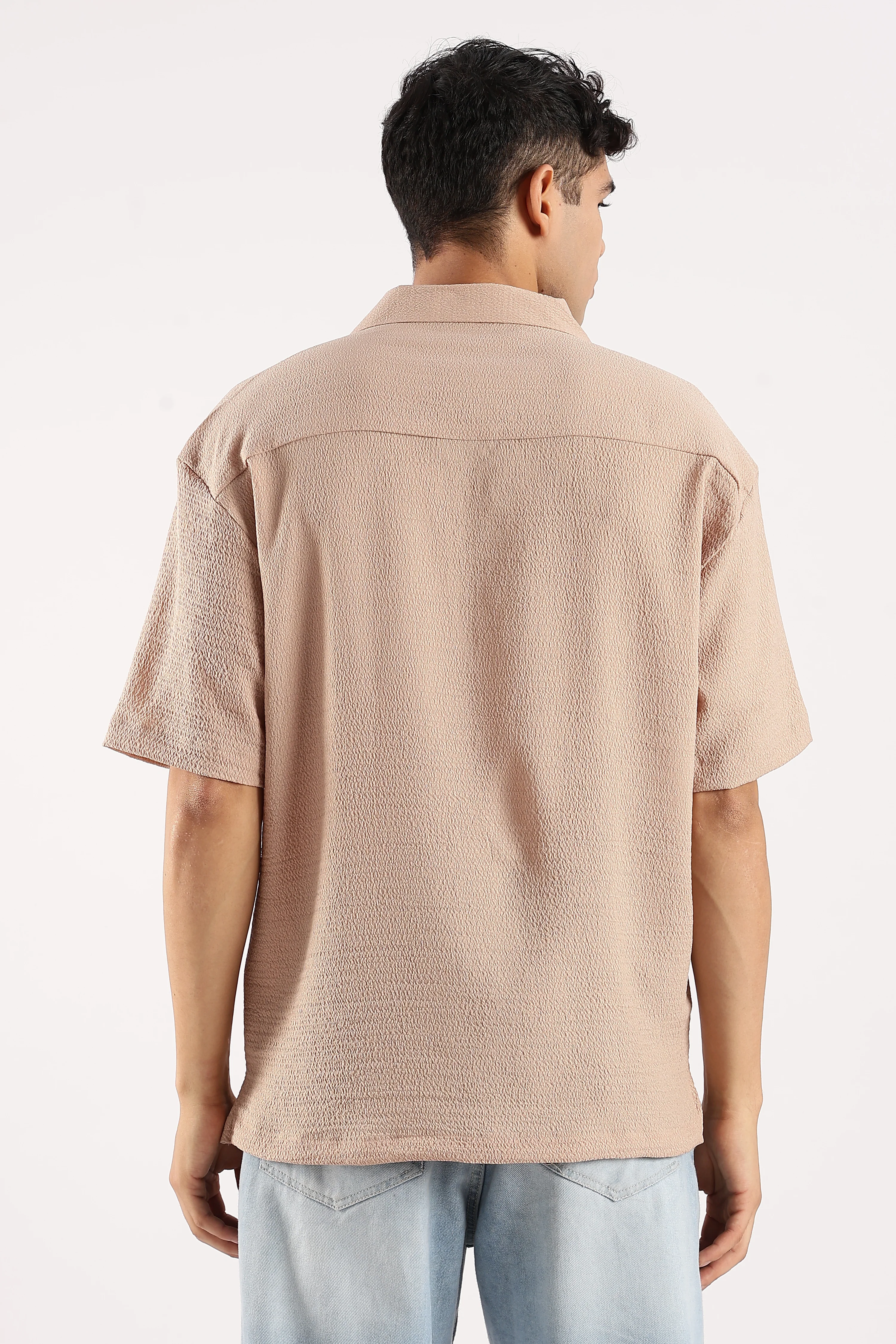 Men Brown Poly Textured Shirt - Image 3