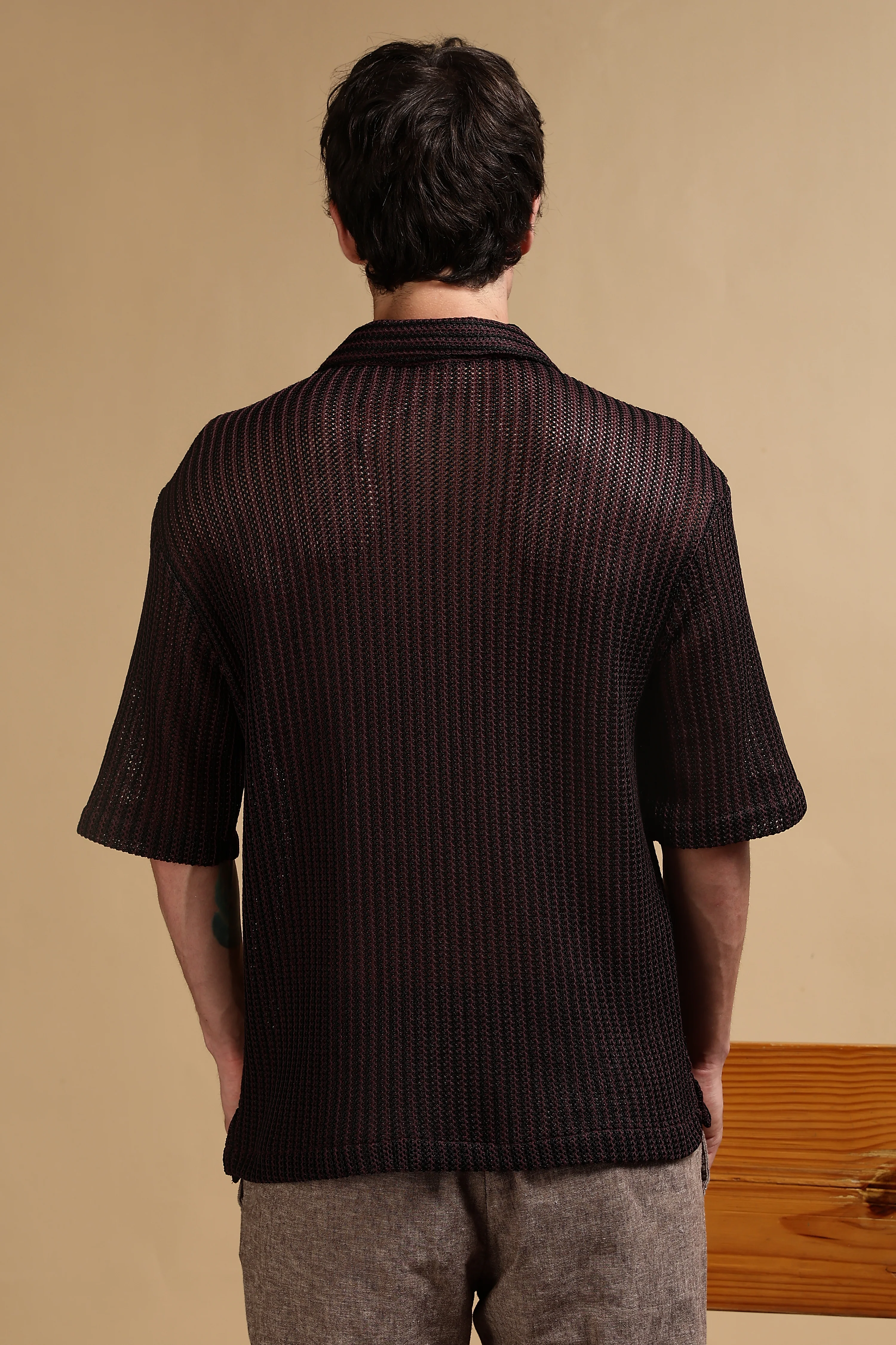 Men Brown Polyester Relaxed Fit Shirt - Image 4