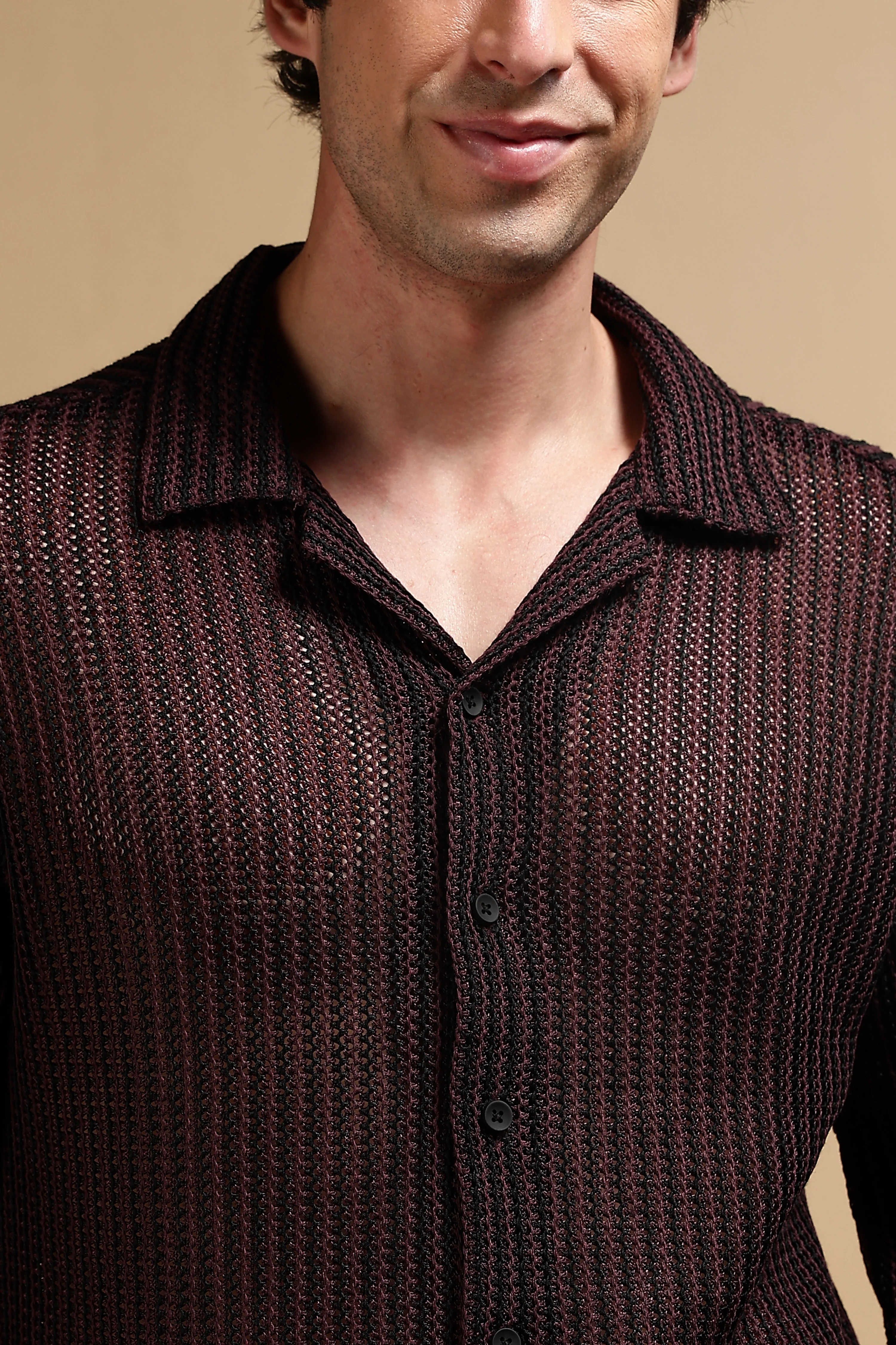 Men Brown Polyester Relaxed Fit Shirt - Image 7