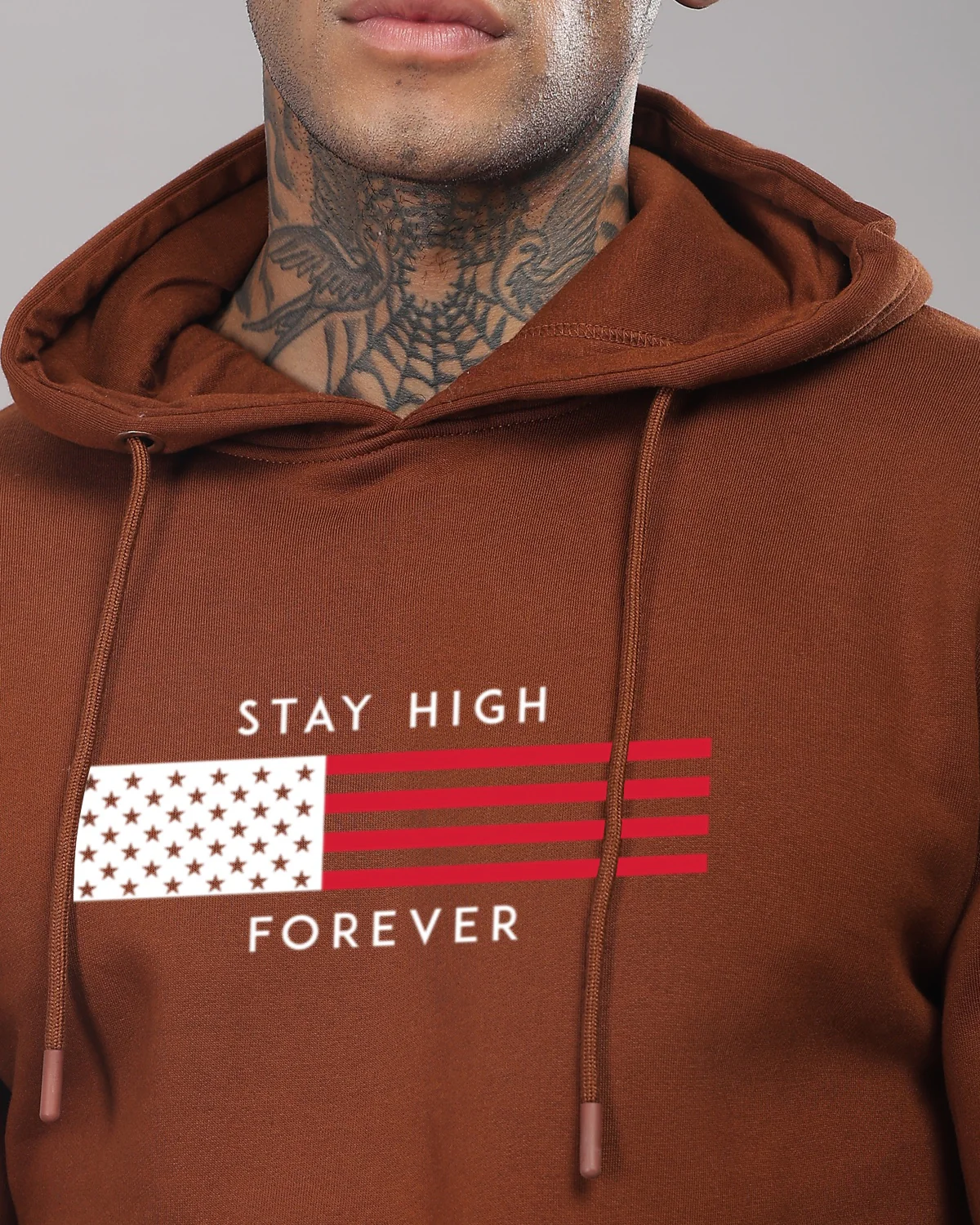 Men Brown Printed Hoodie - Image 4