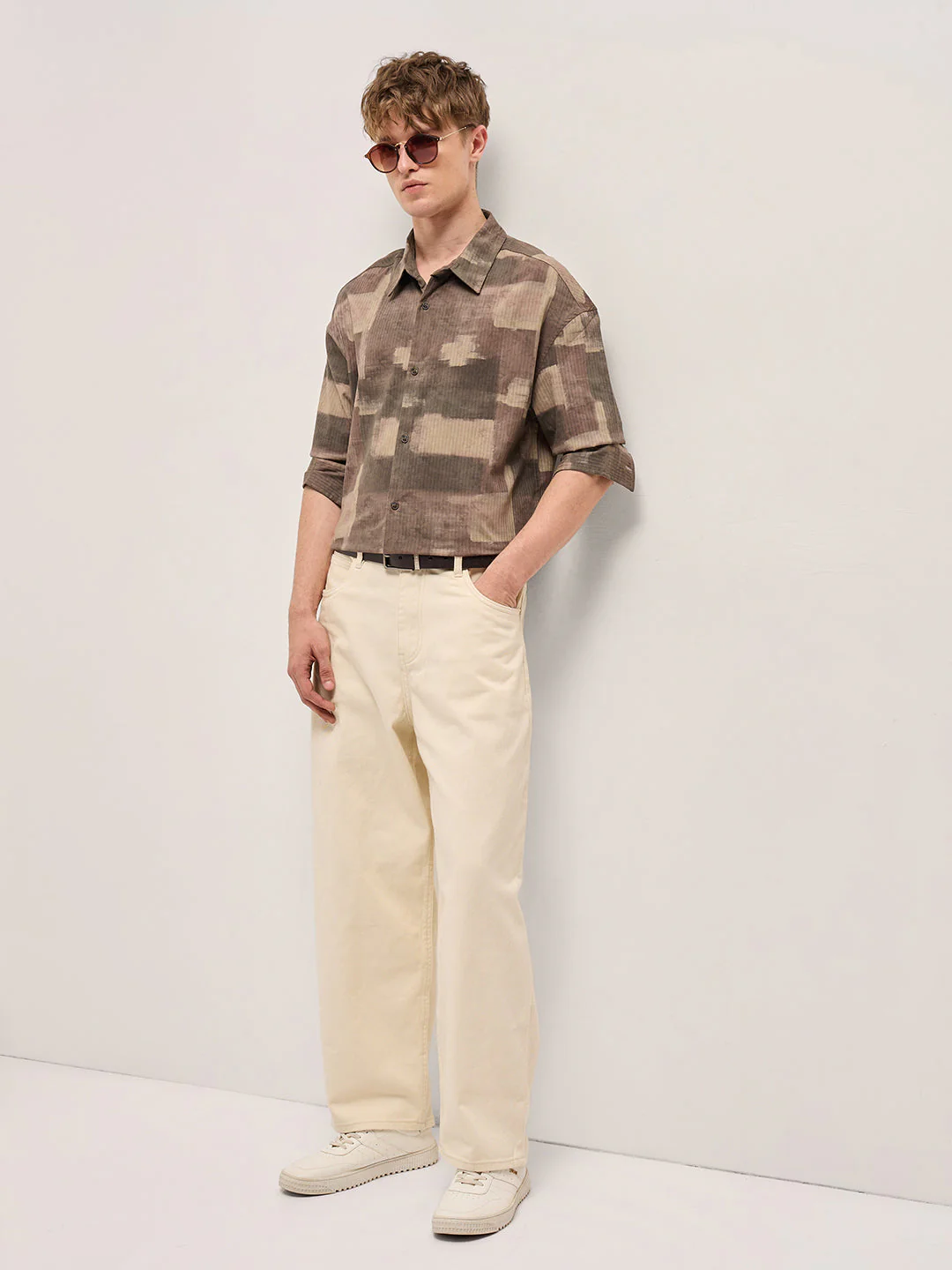 Men Brown Printed Relax Fit Casual shirt - Image 4