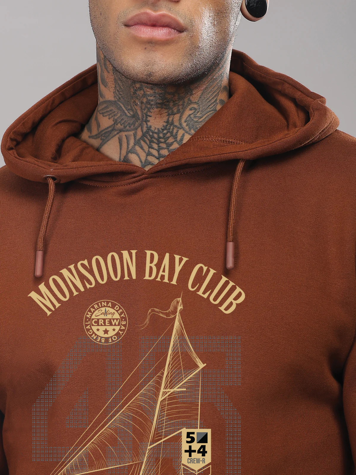 Men Brown Printed Hoodie - Image 2