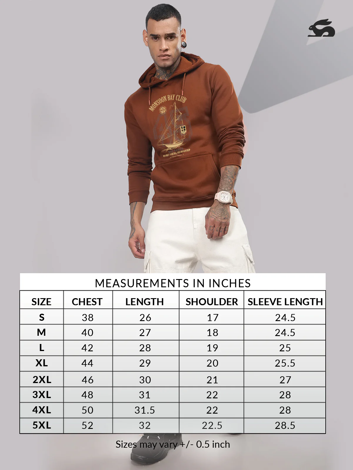 Men Brown Printed Hoodie - Image 5