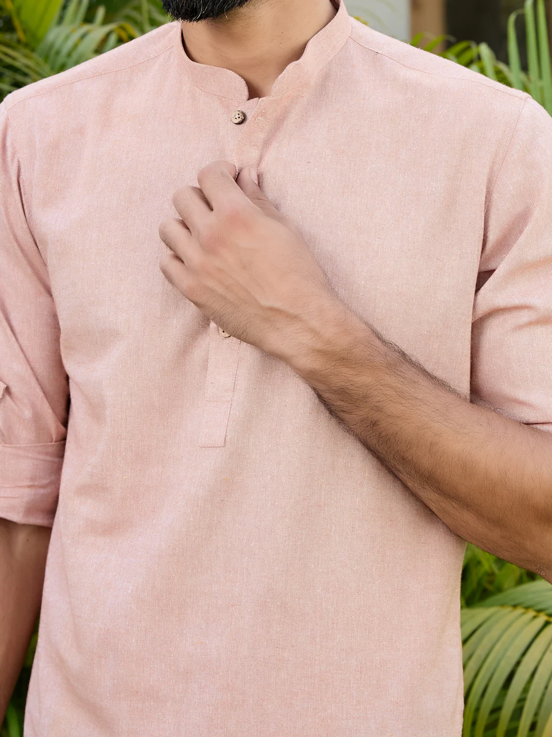 Men Brown Pure Cotton Short Kurta - Image 10