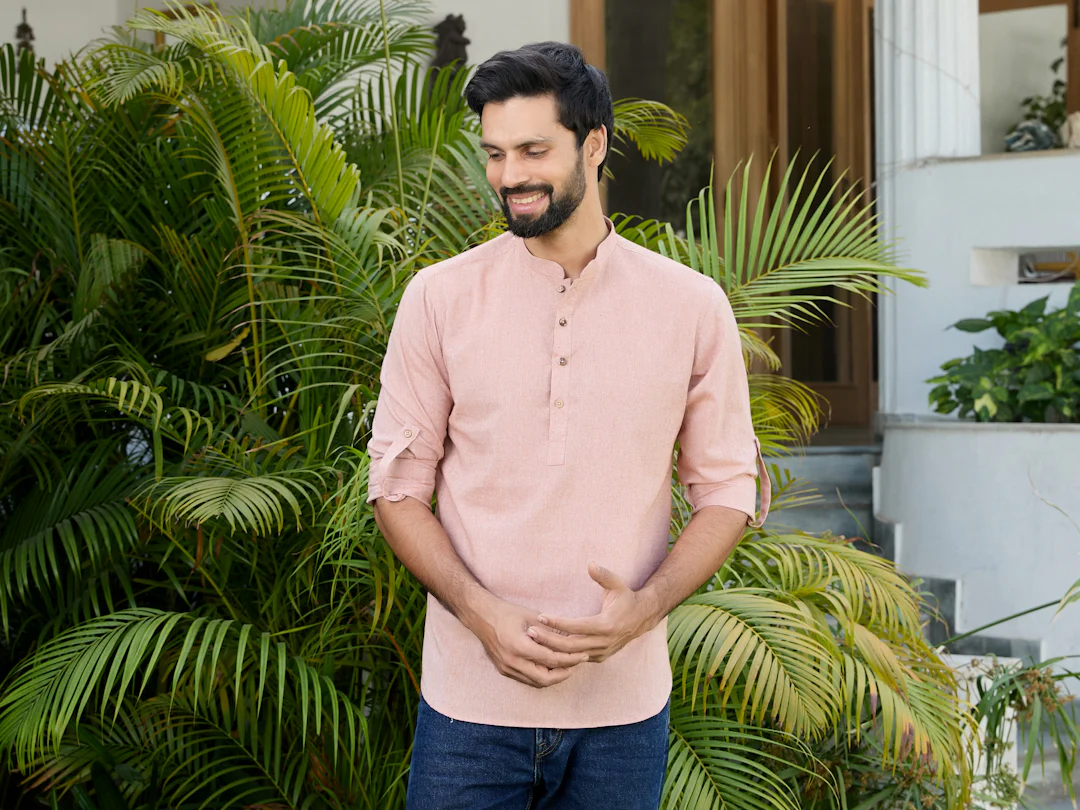 Men Brown Pure Cotton Short Kurta - Image 12